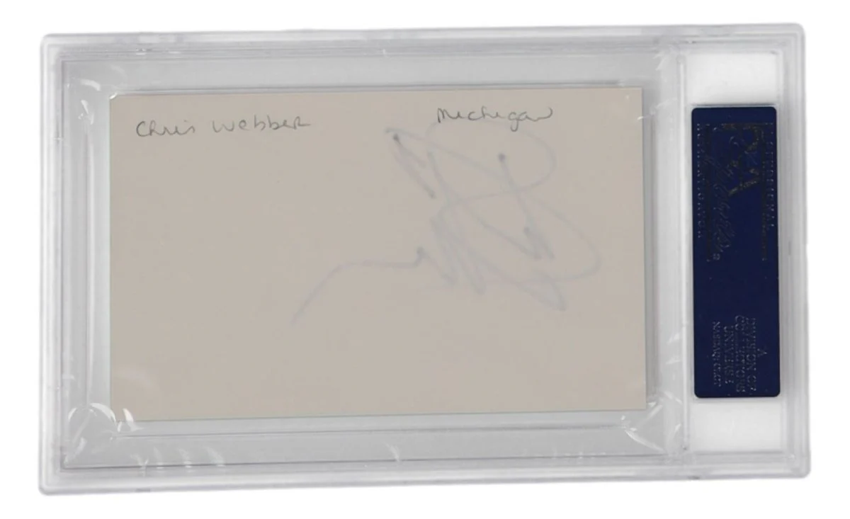 Chris Webber Michigan Wolverines Signed Slabbed Index Card PSA/DNA - Image 2