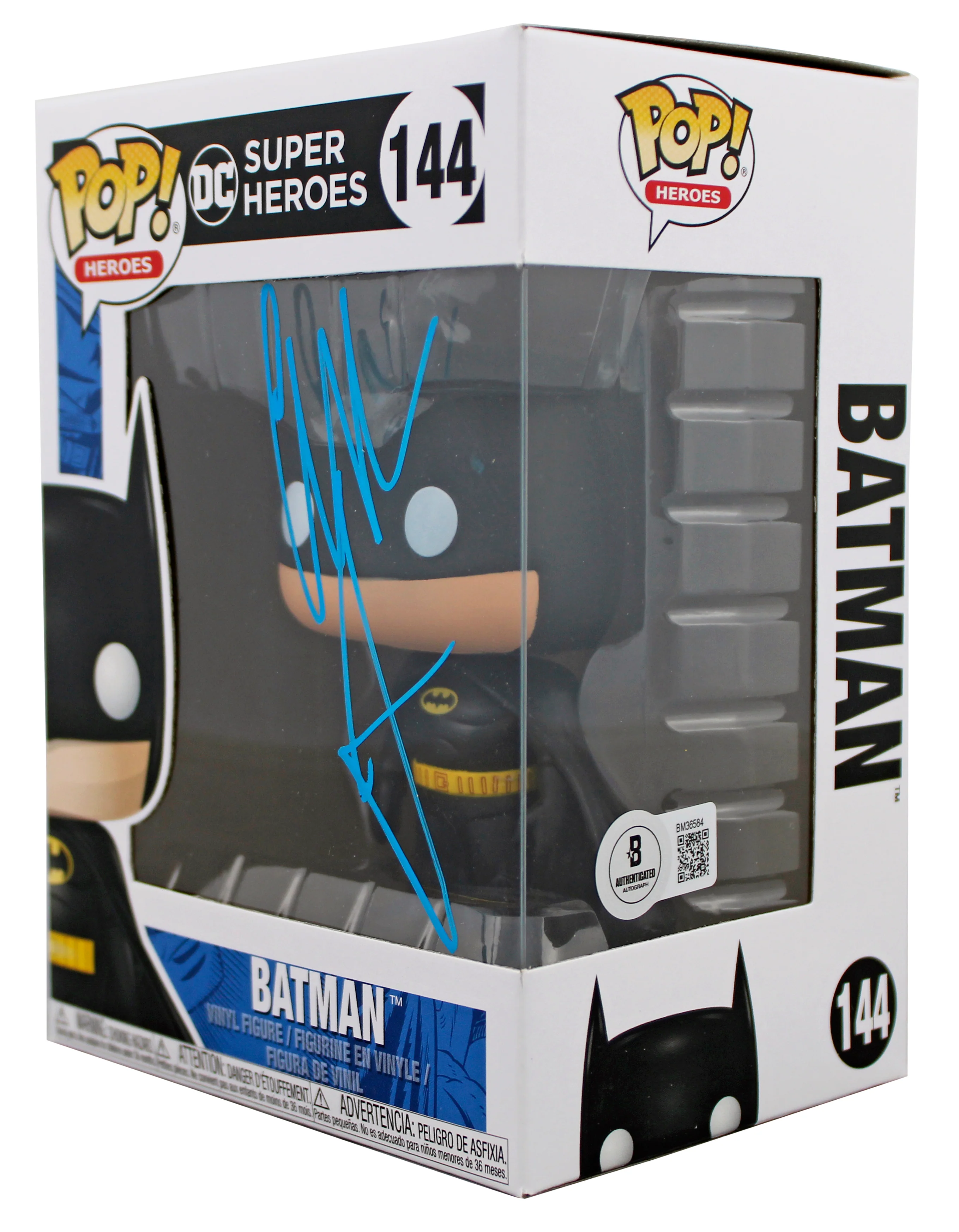 Christian Bale Batman Begins Signed DC #144 Batman Funko Pop Vinyl Figure BAS - Image 3