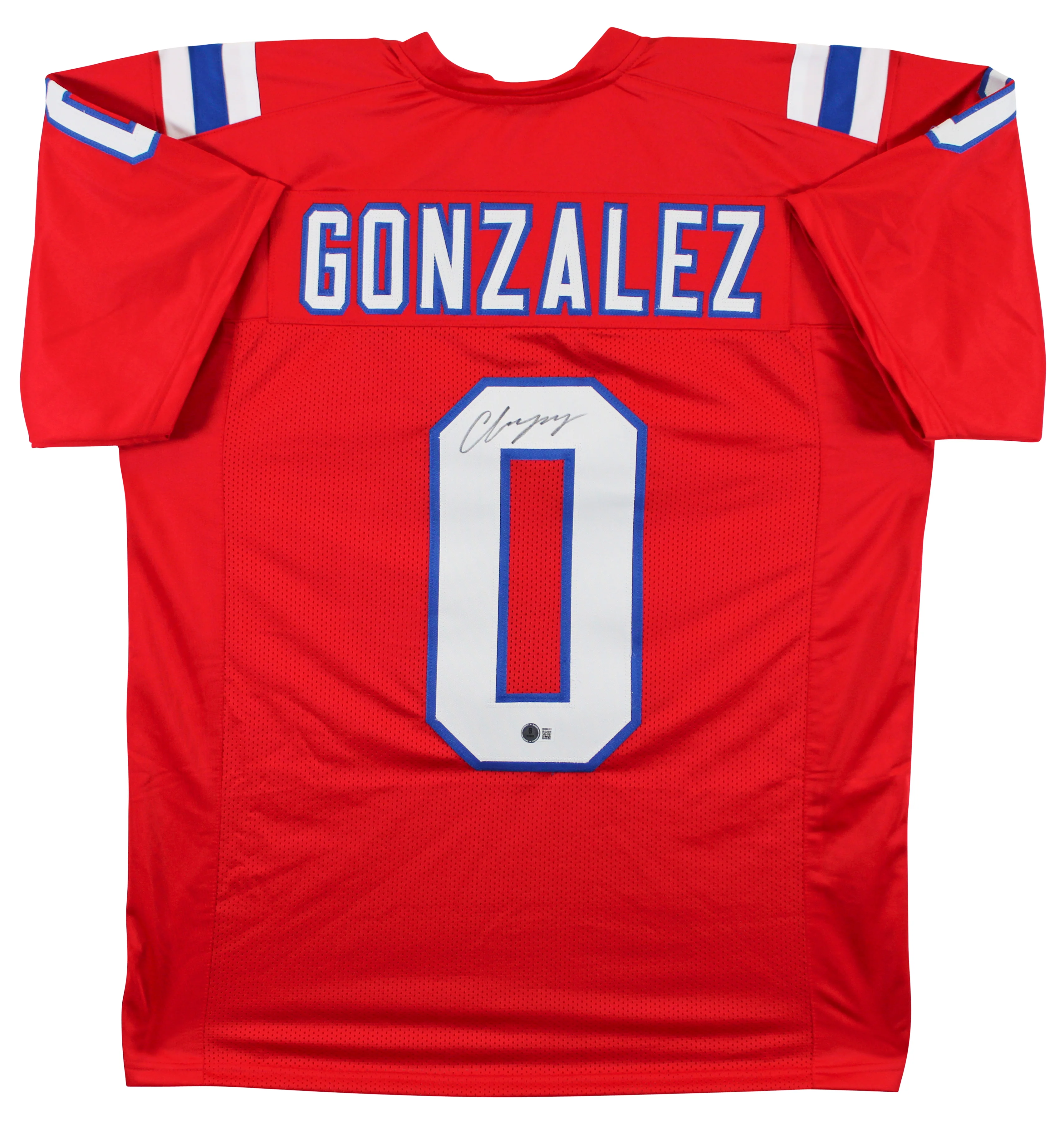 Christian Gonzalez Authentic Signed Red Pro Style Jersey BAS Witnessed - Image 2