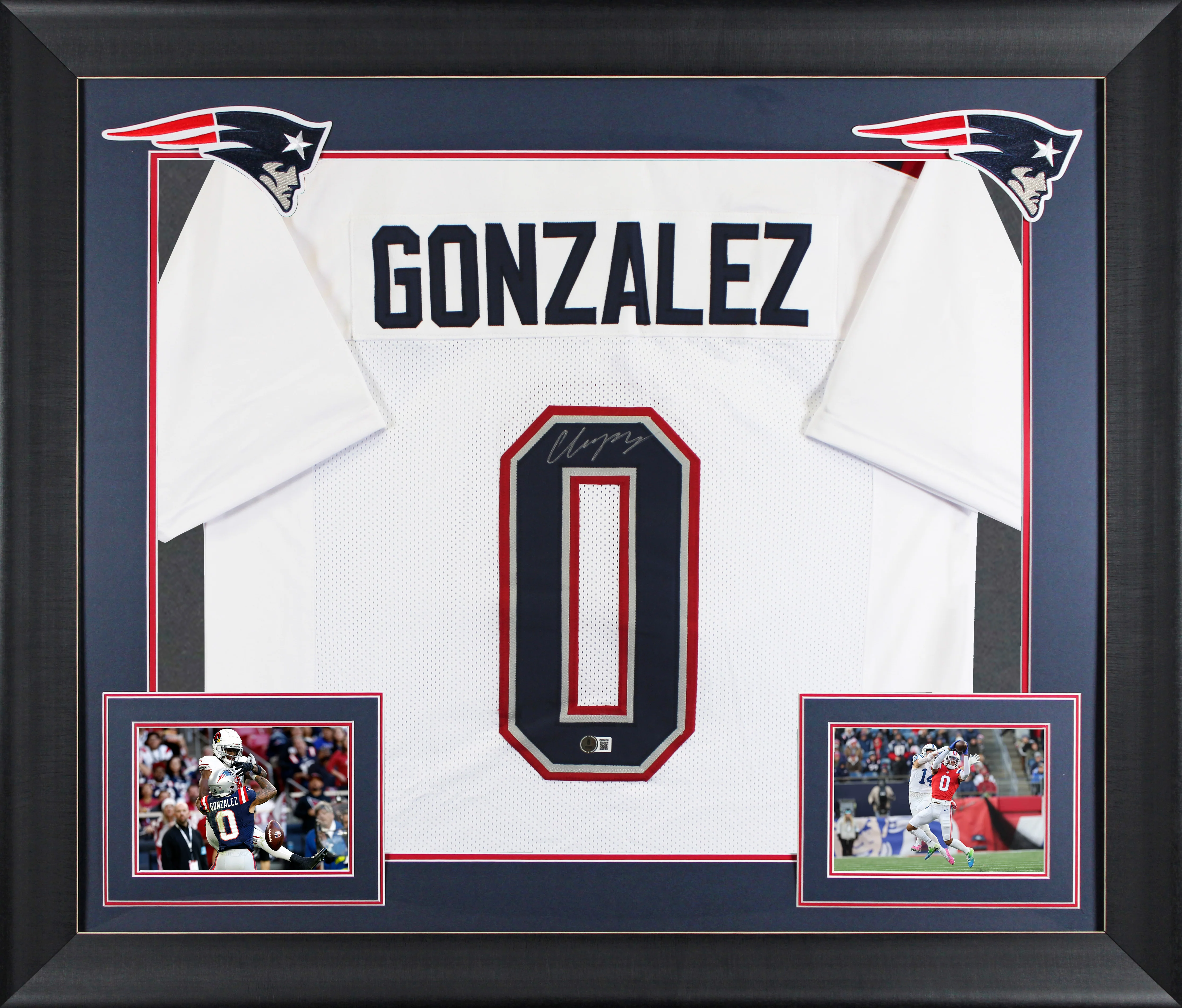 Christian Gonzalez Authentic Signed White Pro Style Framed Jersey BAS Witnessed - Image 2