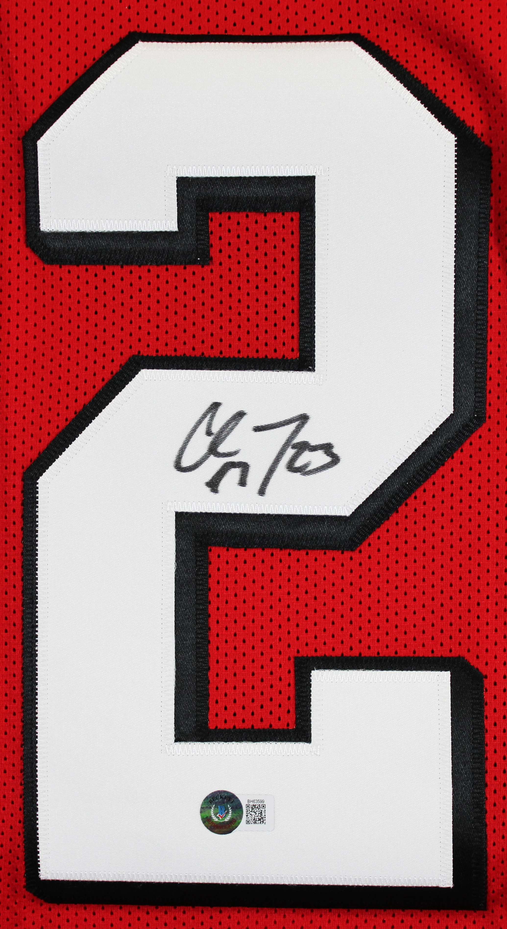 Christian McCaffrey Authentic Signed Red Pro Style Jersey w/ Dropshadow BAS - Image 3