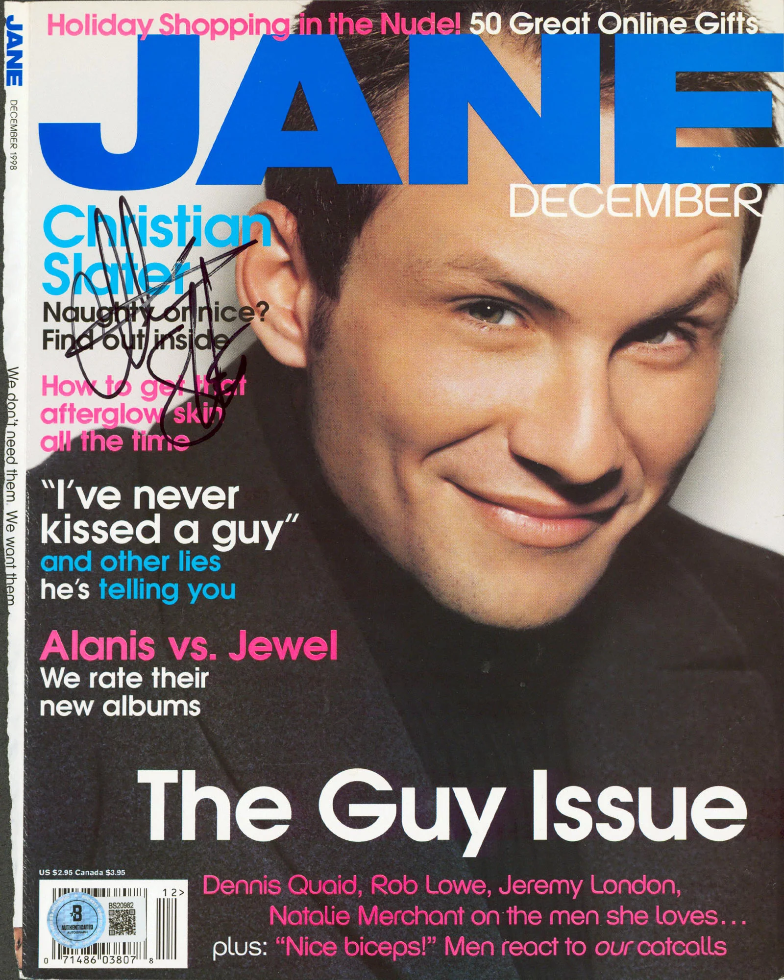 Christian Slater Authentic Signed Jane Magazine Cover December 1998 BAS #BS20982 - Image 2