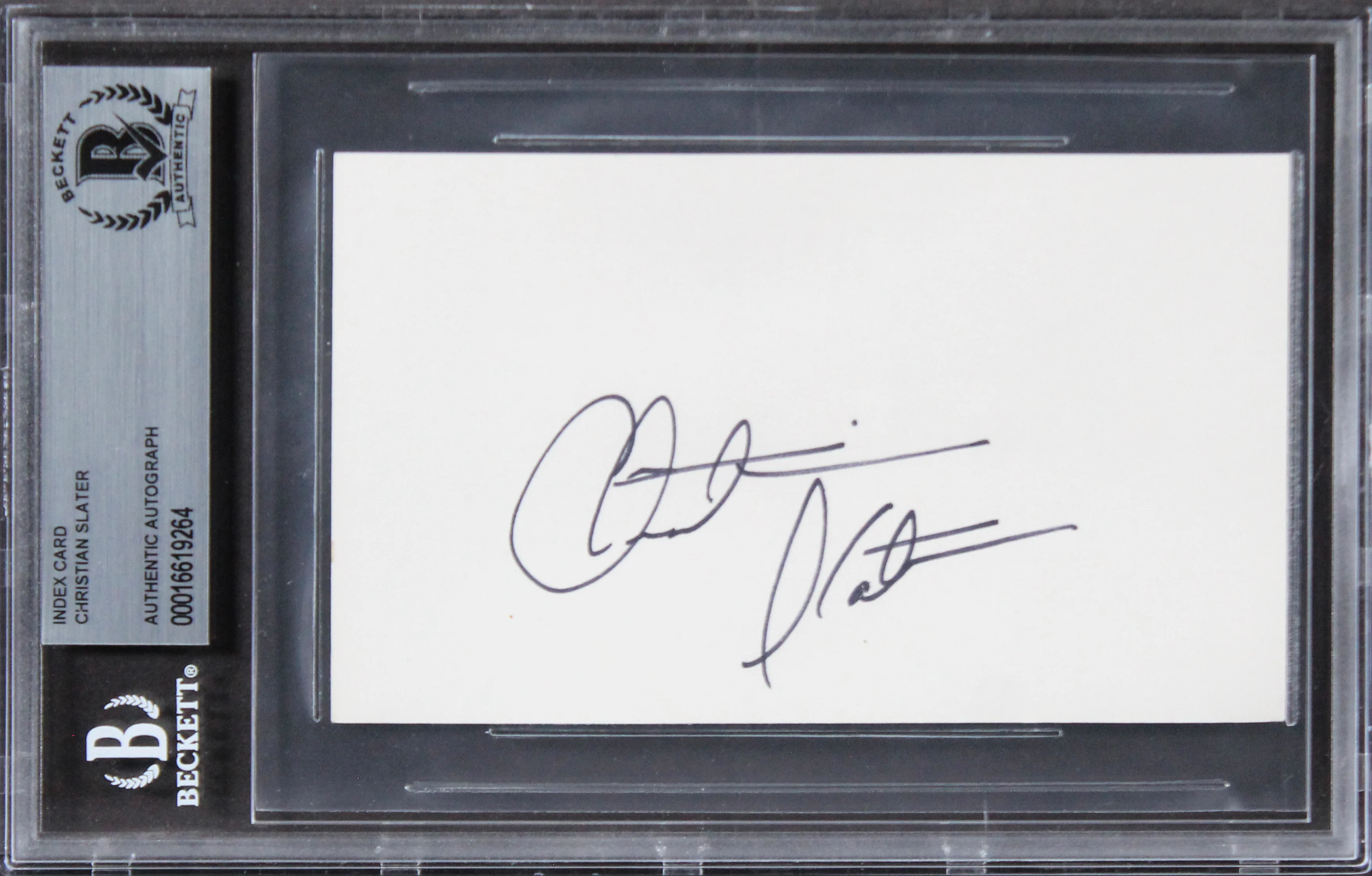 Christian Slater Heathers Authentic Signed 3x5 Index Card BAS Slabbed 1 - Image 2