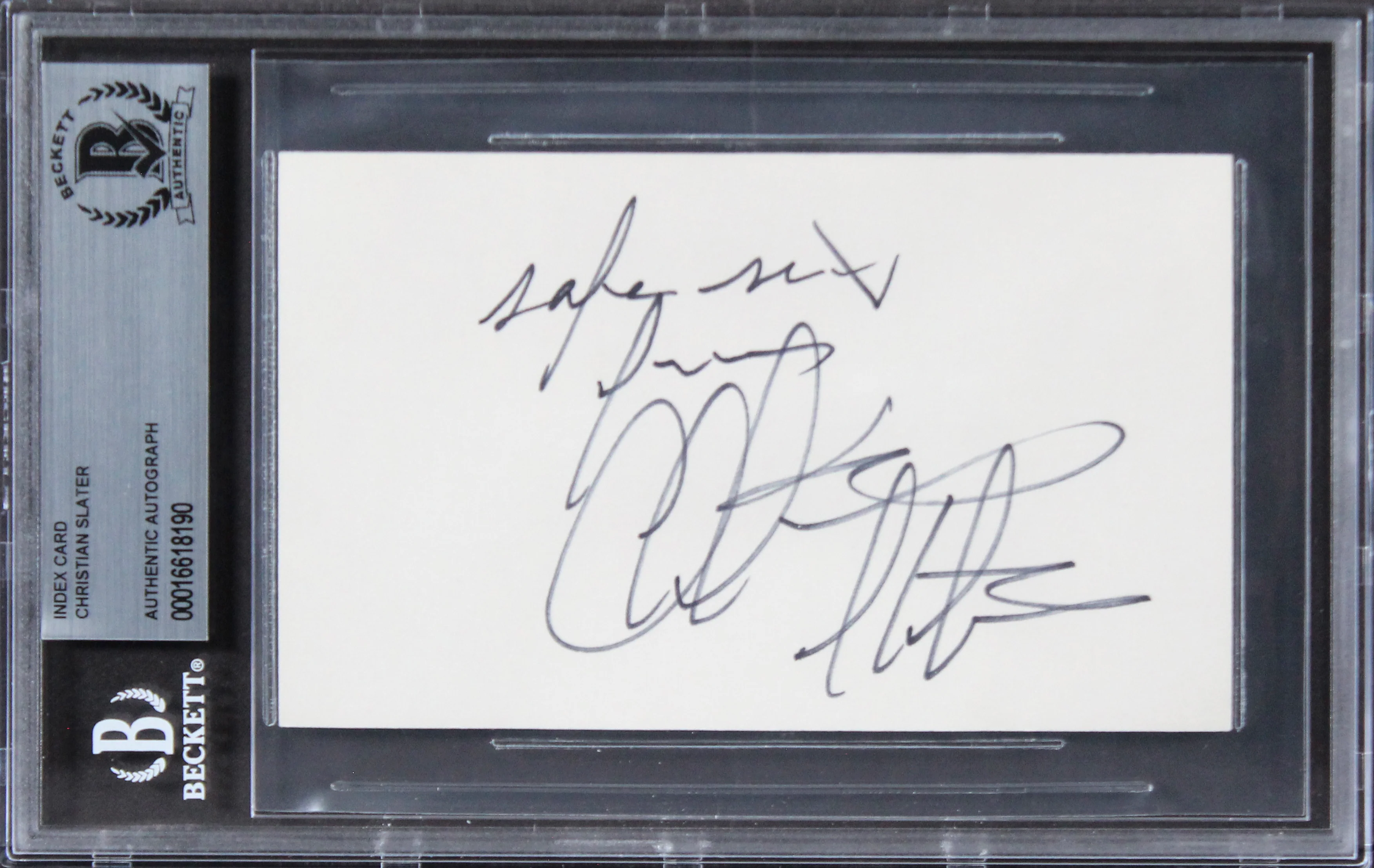 Christian Slater Heathers Authentic Signed 3x5 Index Card BAS Slabbed 3 - Image 2
