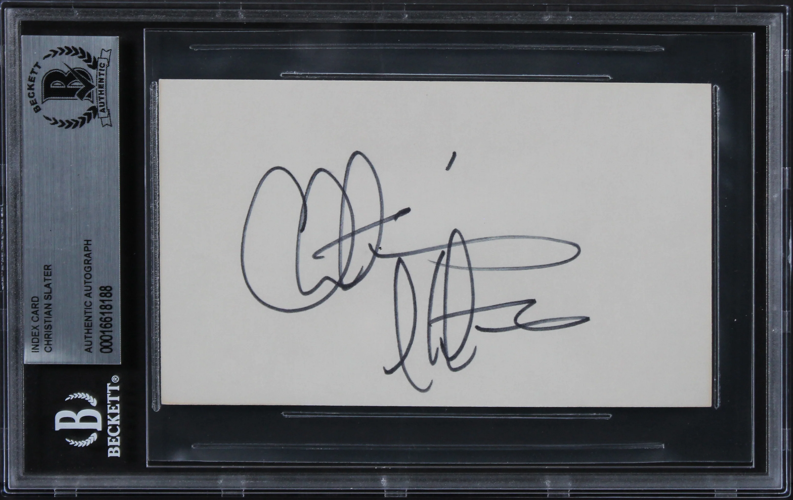 Christian Slater Mr. Robot Authentic Signed 3x5 Index Card BAS Slabbed - Image 2