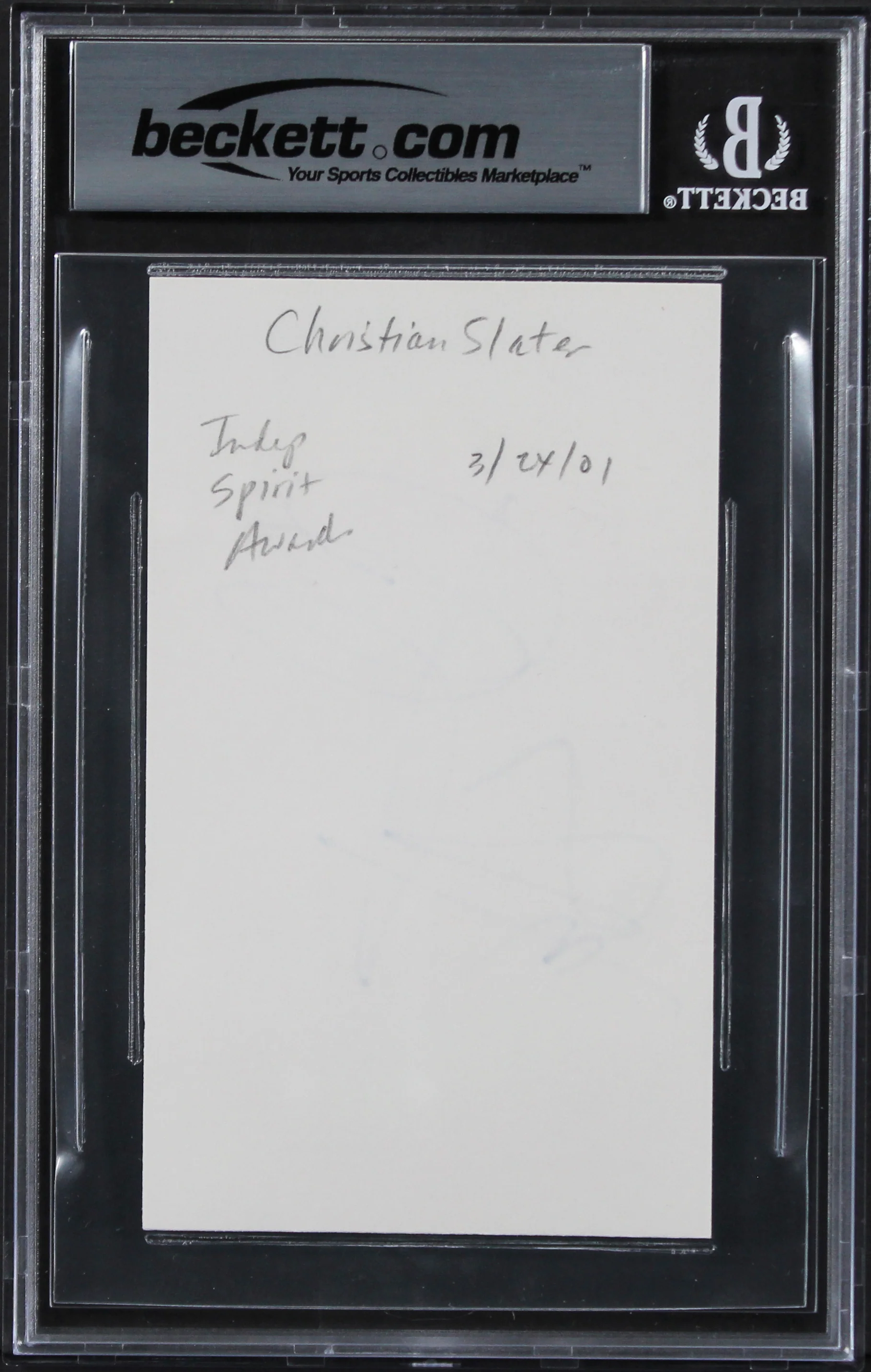 Christian Slater Mr. Robot Signed 3x5 Index Card w/ Blue Signature BAS Slabbed - Image 3