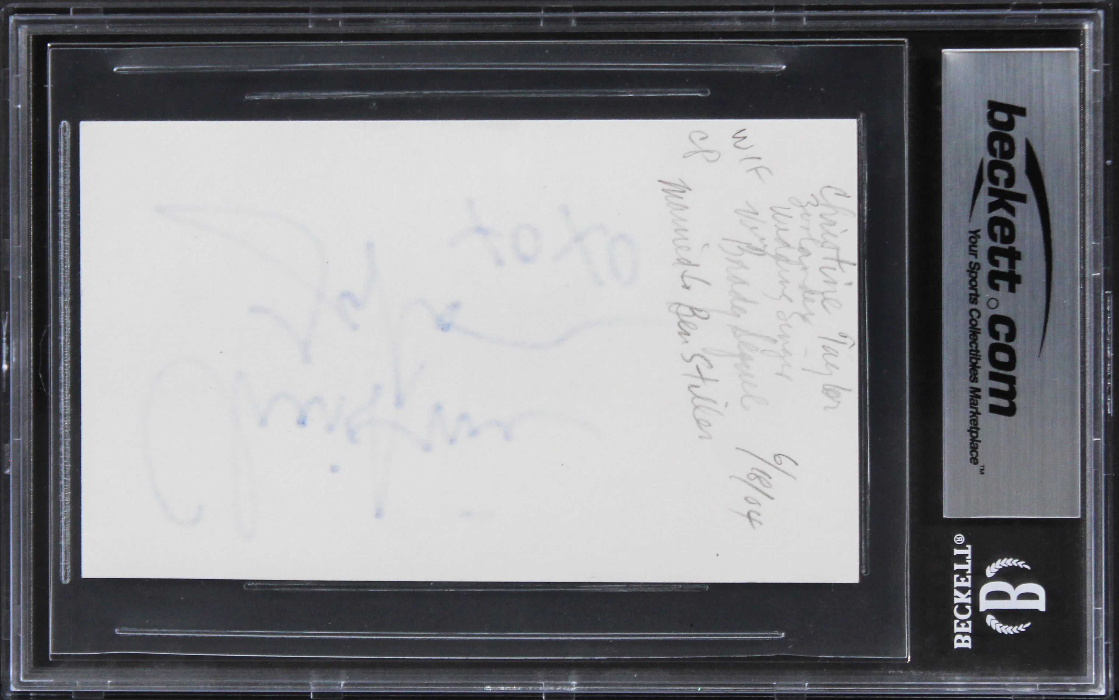 Christine Taylor Dodgeball "XoXo" Authentic Signed 3x5 Index Card BAS Slabbed - Image 3