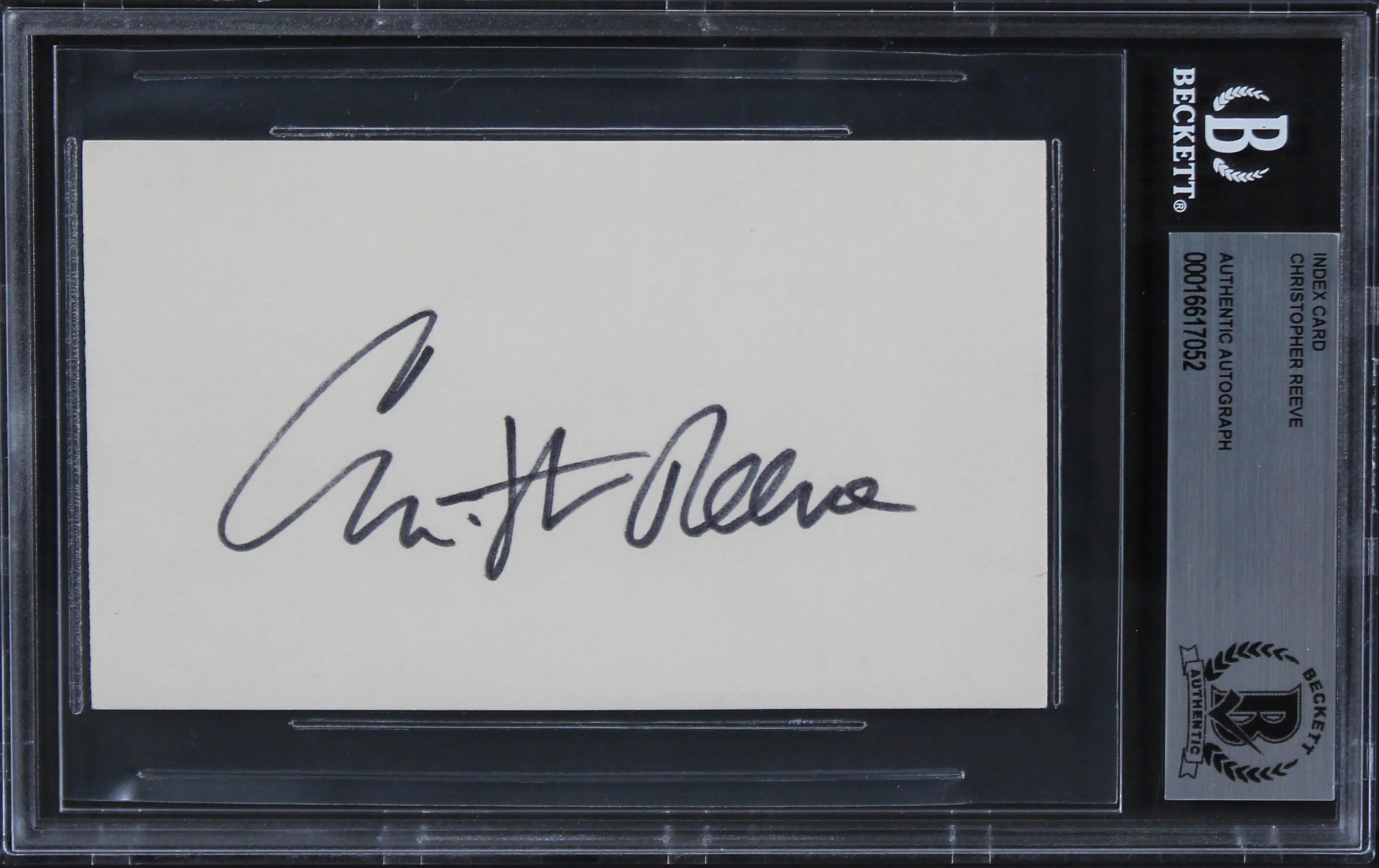 Christopher Reeve Superman Authentic Signed 3x5 Index Card BAS Slabbed 1