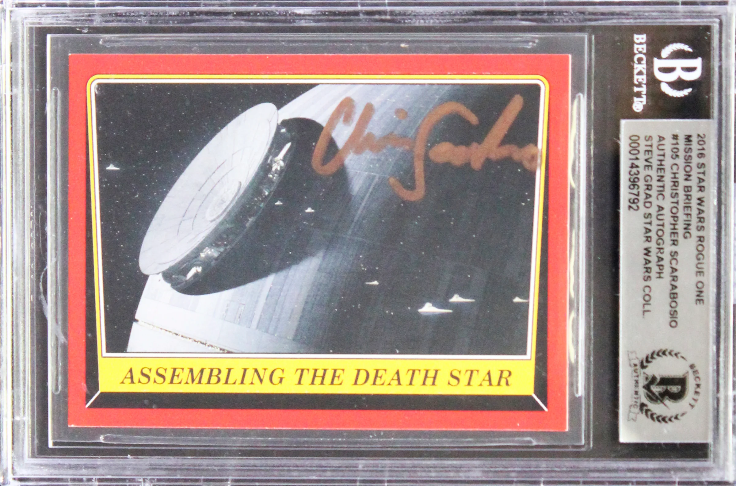 Christopher Scarabosio Signed 2016 Topps Star Wars Rogue One #105 Card BAS Slab - Image 2