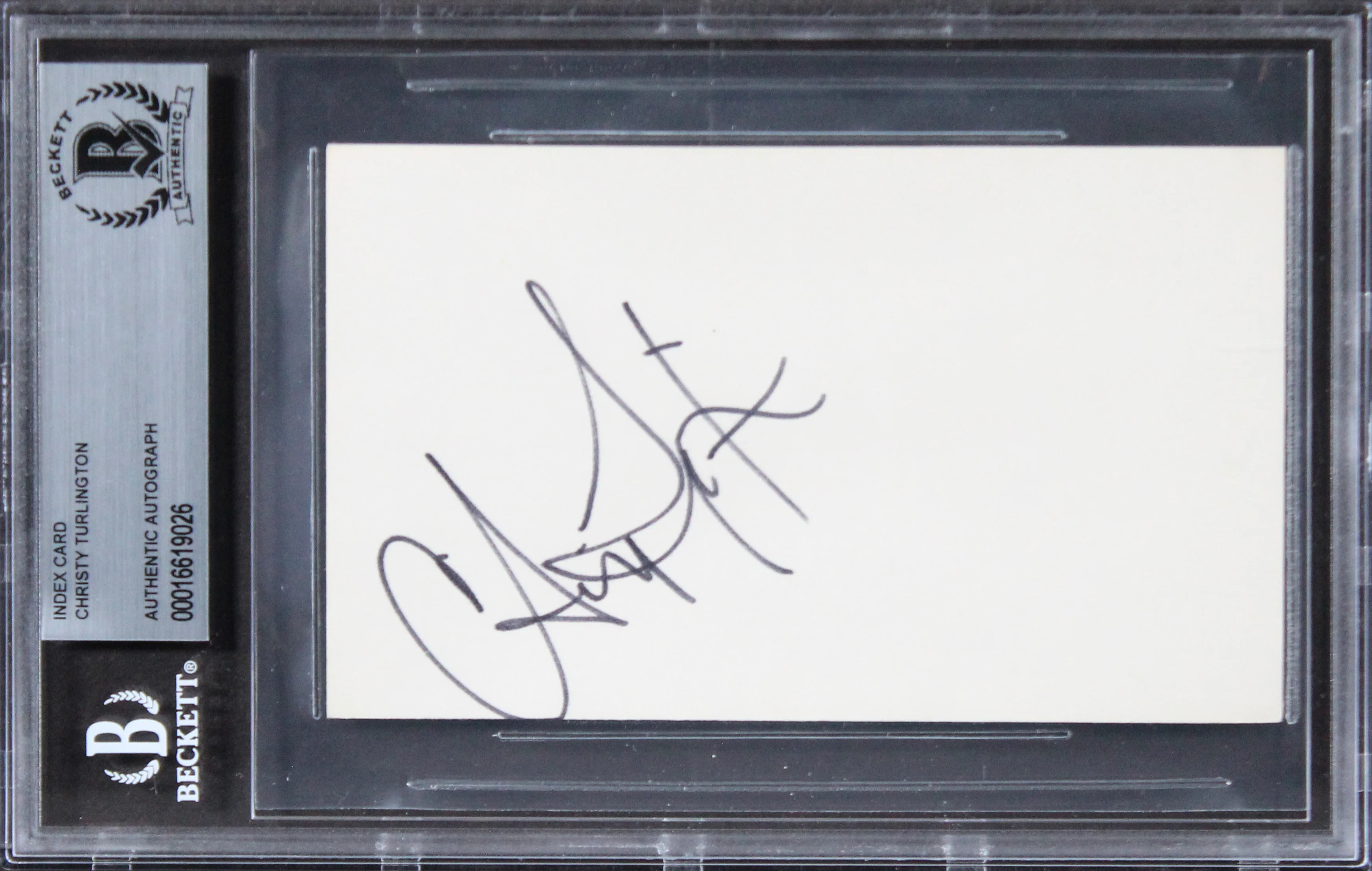 Christy Turlington Model Authentic Signed 3x5 Index Card BAS Slabbed 2 - Image 2