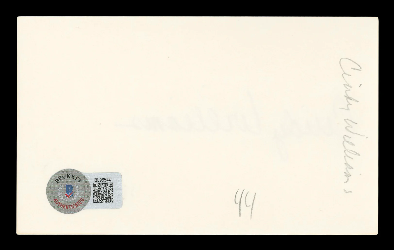 Cindy Williams Happy Days Authentic Signed 3x5 Index Card BAS #BL96544 - Image 3