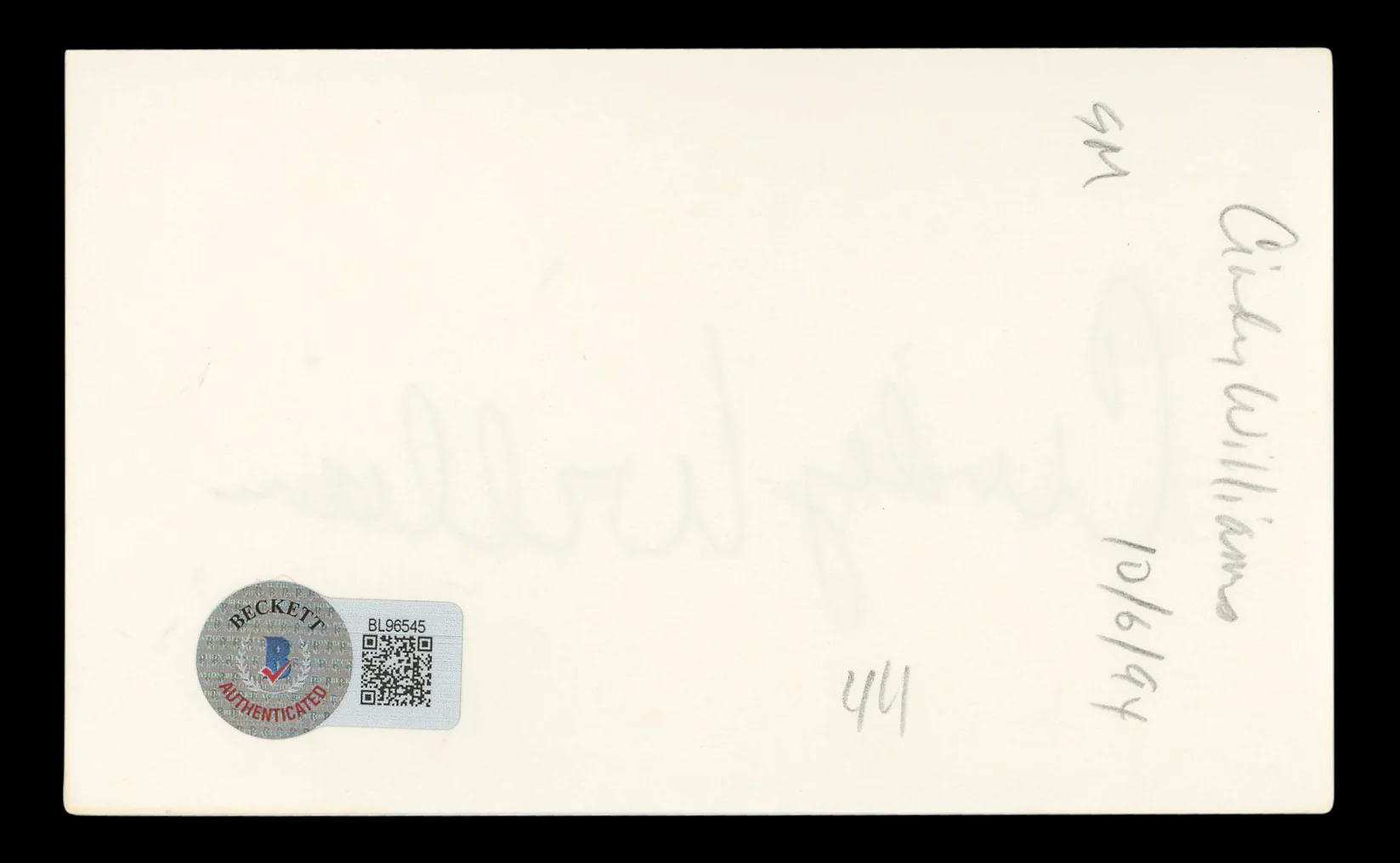 Cindy Williams Happy Days Authentic Signed 3x5 Index Card BAS #BL96545 - Image 3