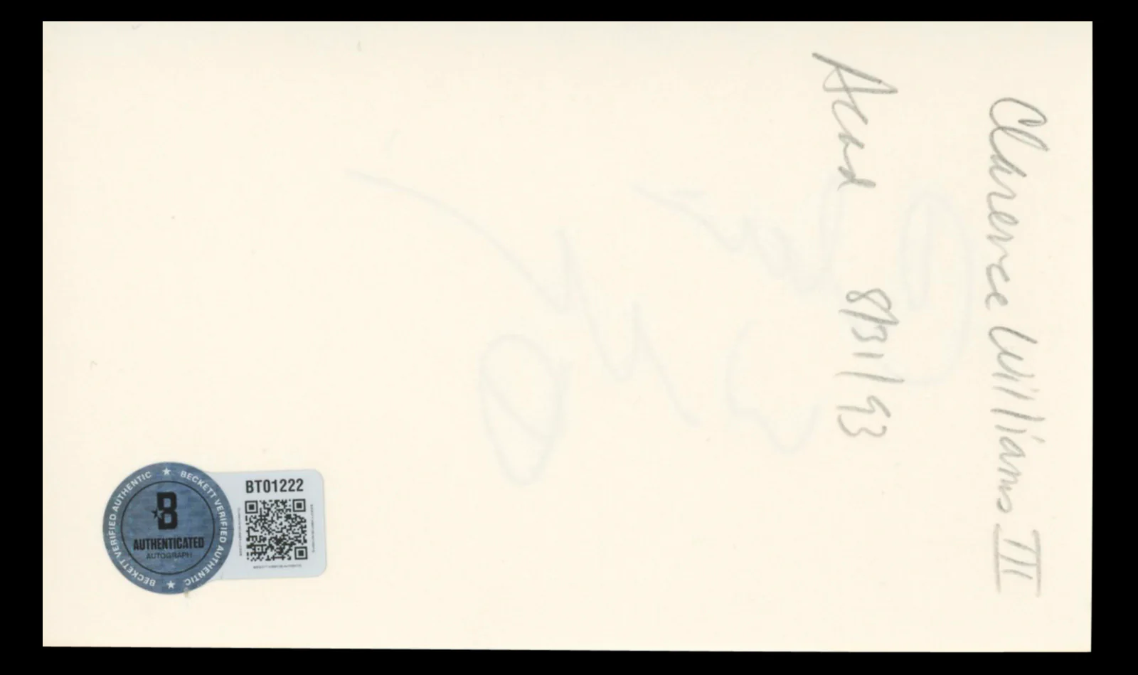 Clarence Williams III The Mod Squad Authentic Signed 3x5 Index Card BAS #BT01222 - Image 3