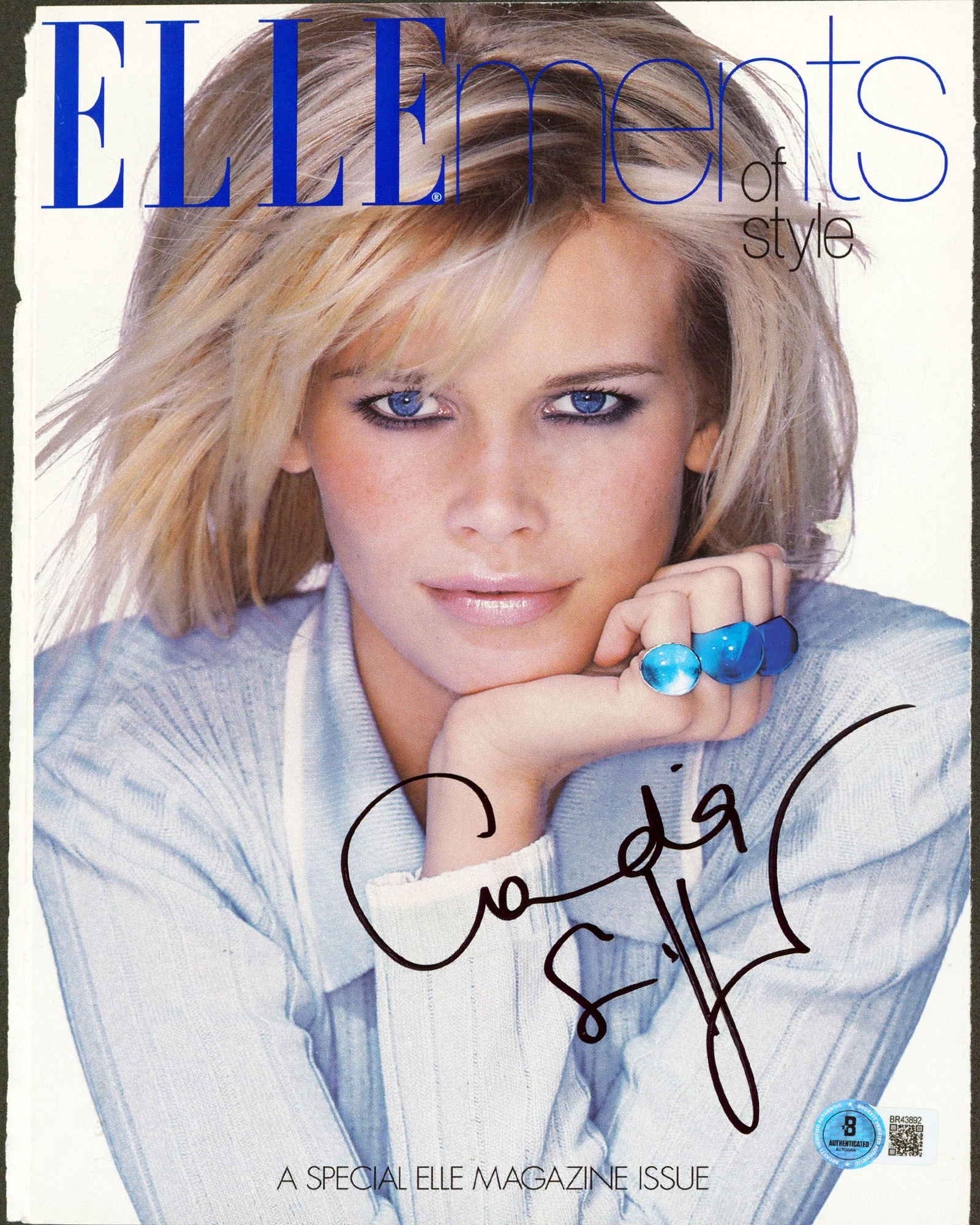 Claudia Schiffer Authentic Signed Elle Magazine Cover November 1995 BAS #BR43892 - Image 2