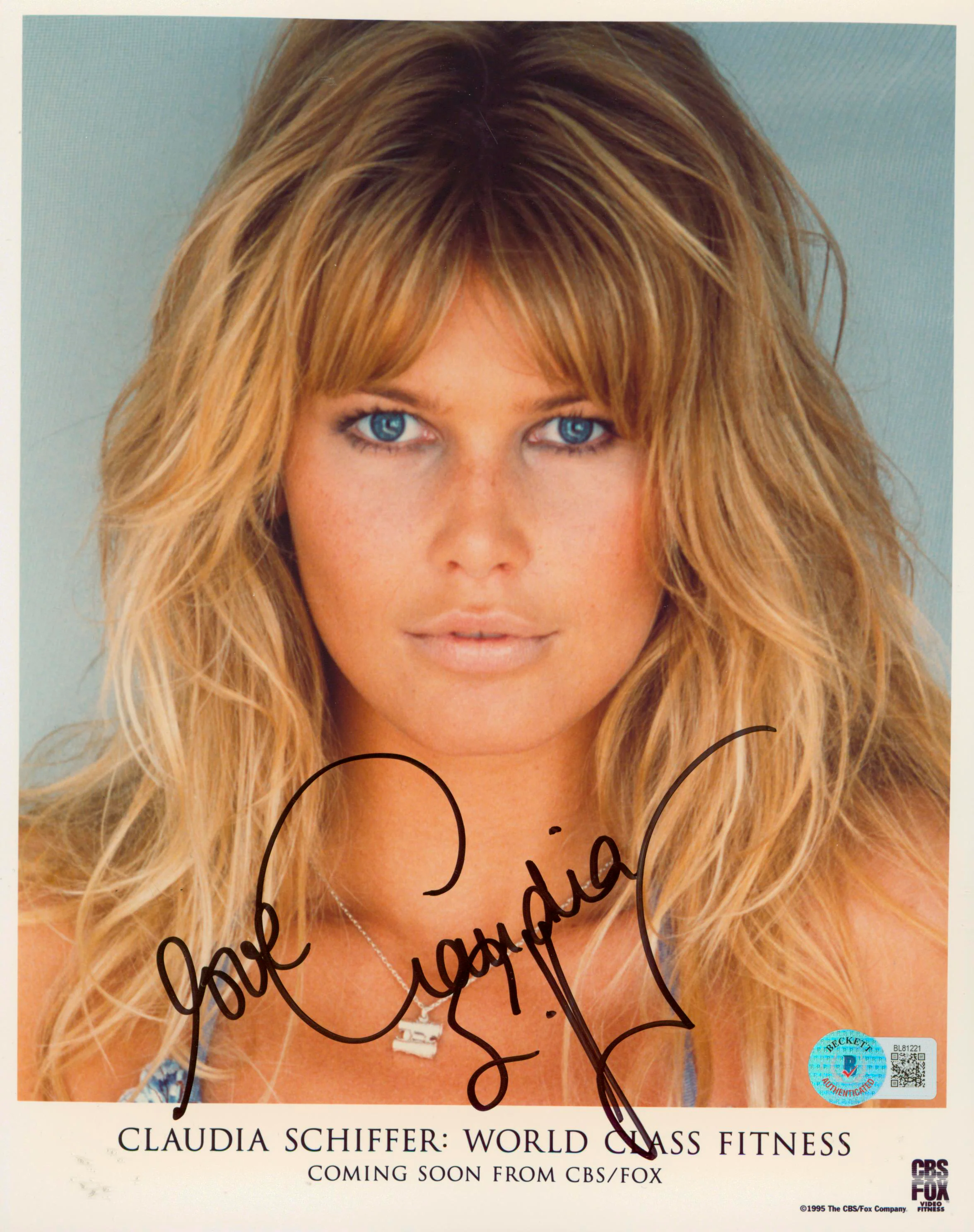 Claudia Schiffer World Class Fitness Authentic Signed 8x10 Photo BAS #BL81221 - Image 2