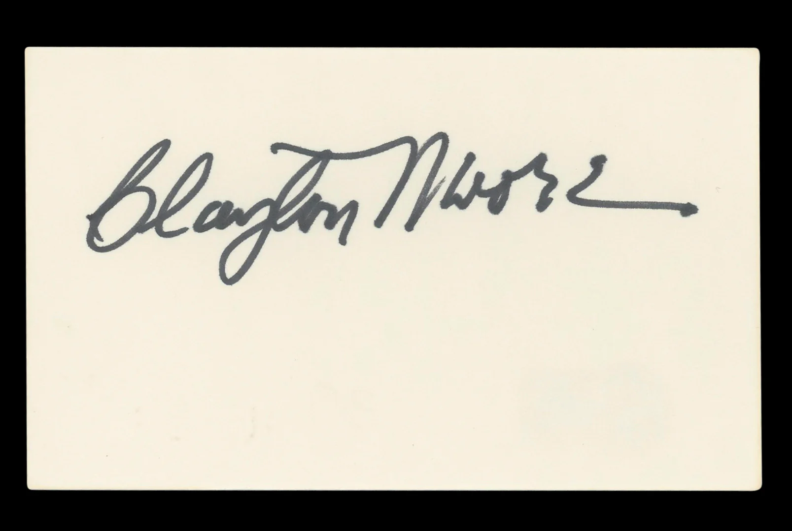 Clayton Moore The Lone Ranger Authentic Signed 3x5 Index Card BAS #BL96564