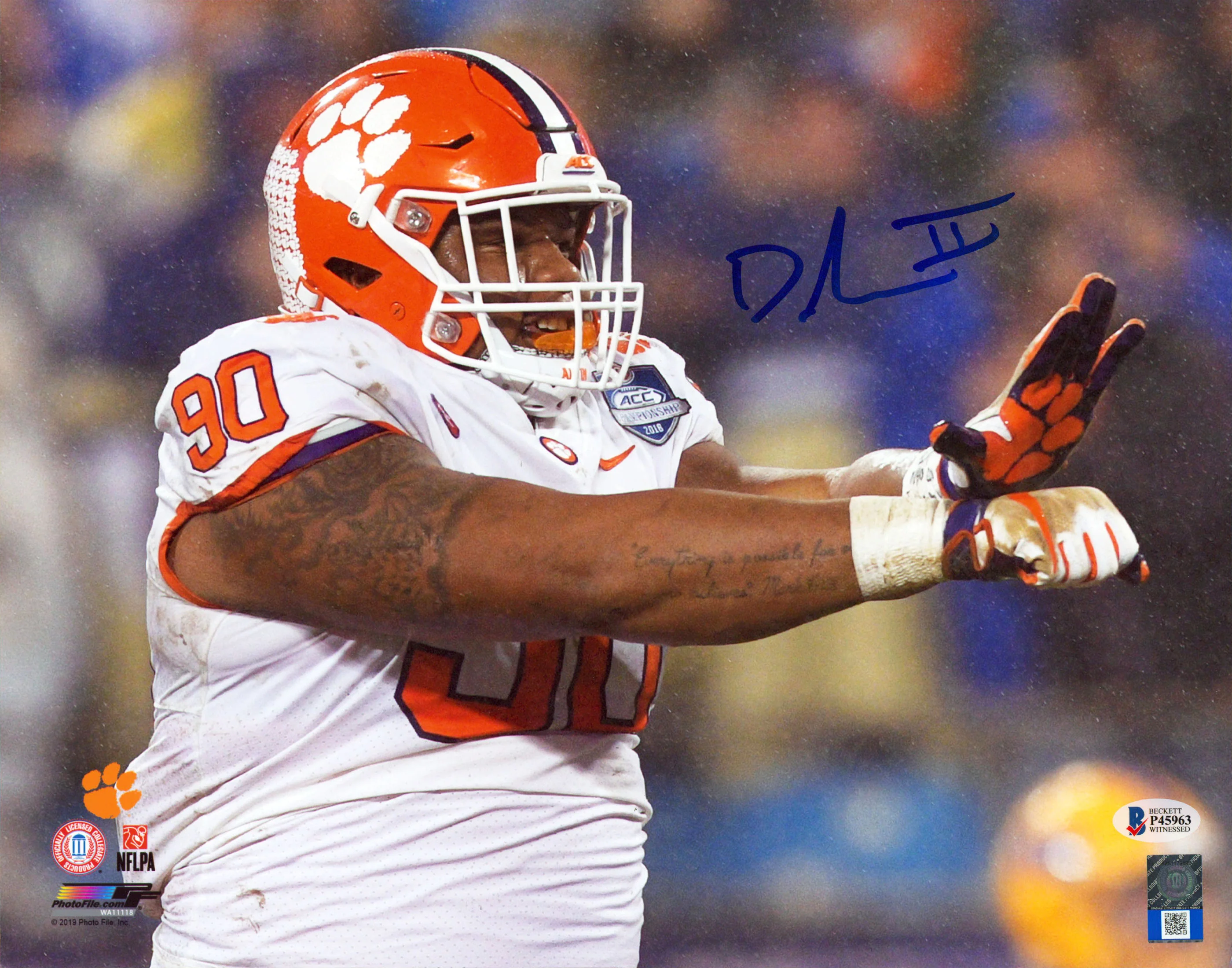 Clemson Dexter Lawrence Authentic Signed 11x14 Horizontal Photo Autographed BAS - Image 2