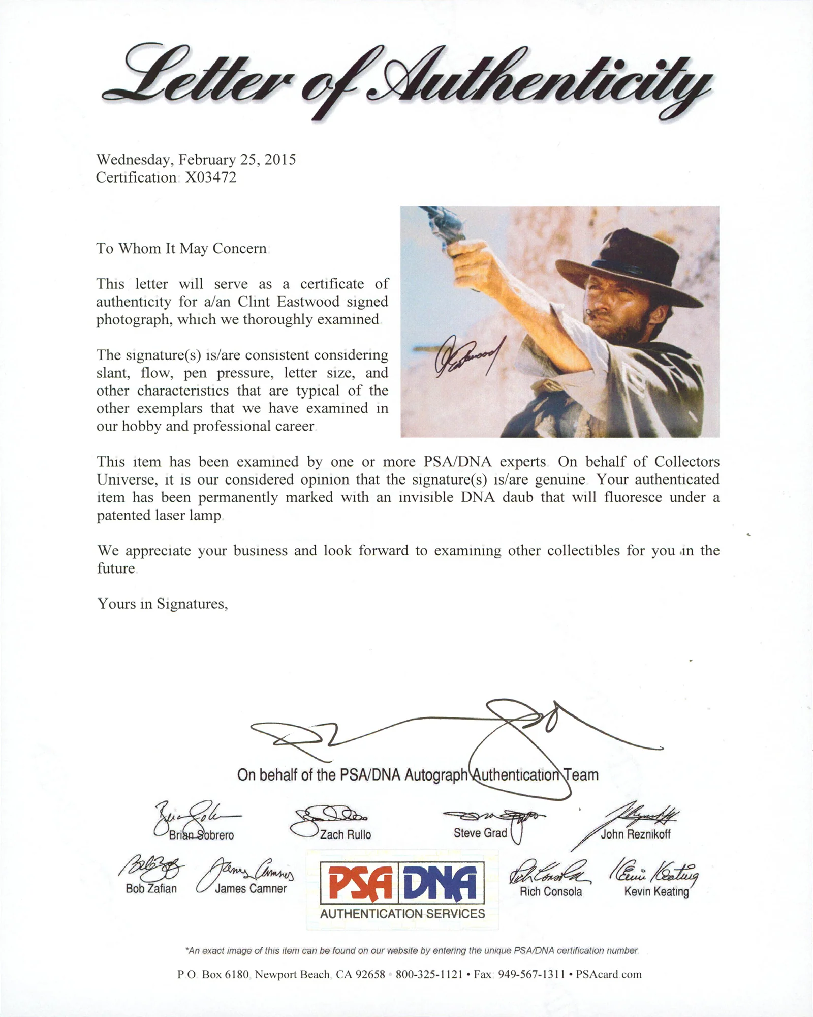 Clint Eastwood The Good, the Bad and the Ugly Signed 11x14 Photo PSA/DNA #X03472 - Image 3