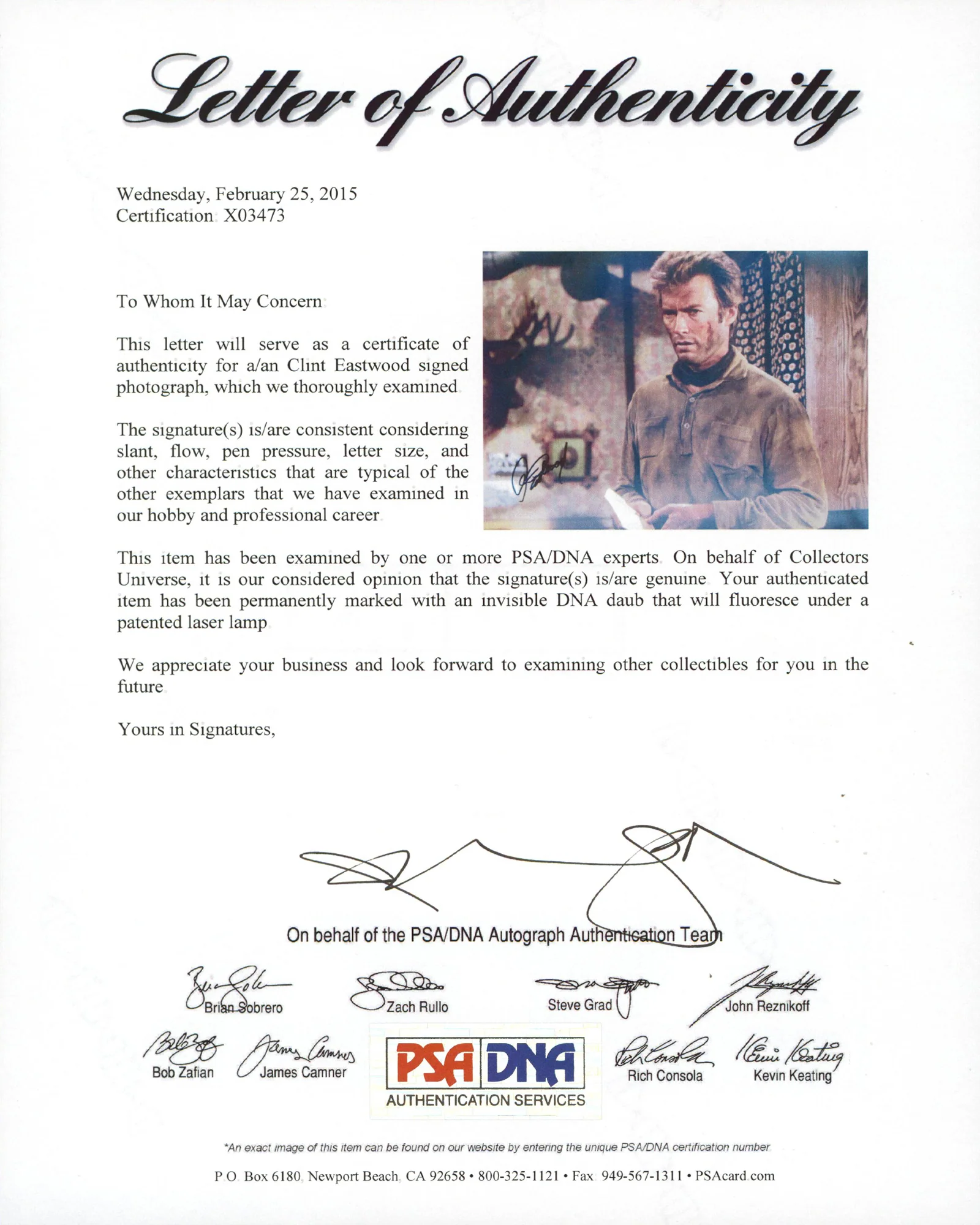 Clint Eastwood The Good, the Bad and the Ugly Signed 11x14 Photo PSA/DNA #X03473 - Image 3