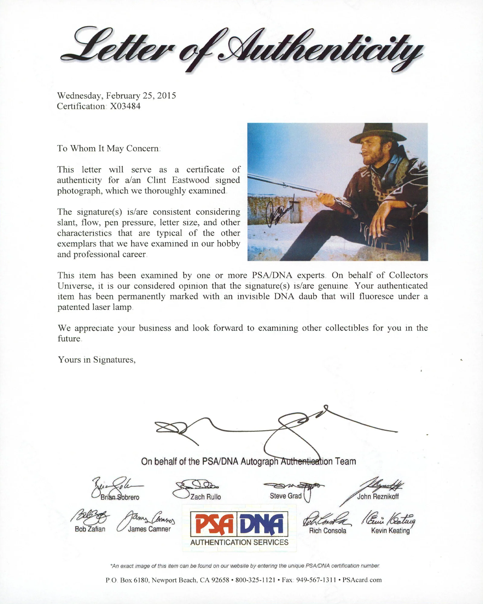 Clint Eastwood The Good, the Bad and the Ugly Signed 11x14 Photo PSA/DNA #X03484 - Image 3