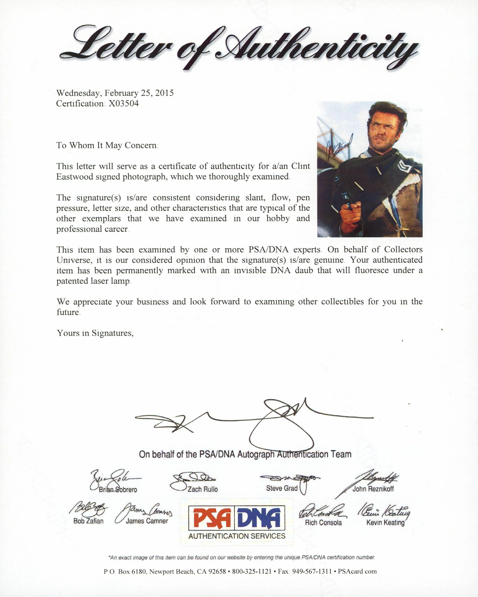Clint Eastwood The Good, the Bad and the Ugly Signed 11x14 Photo PSA/DNA #X03504 - Image 3