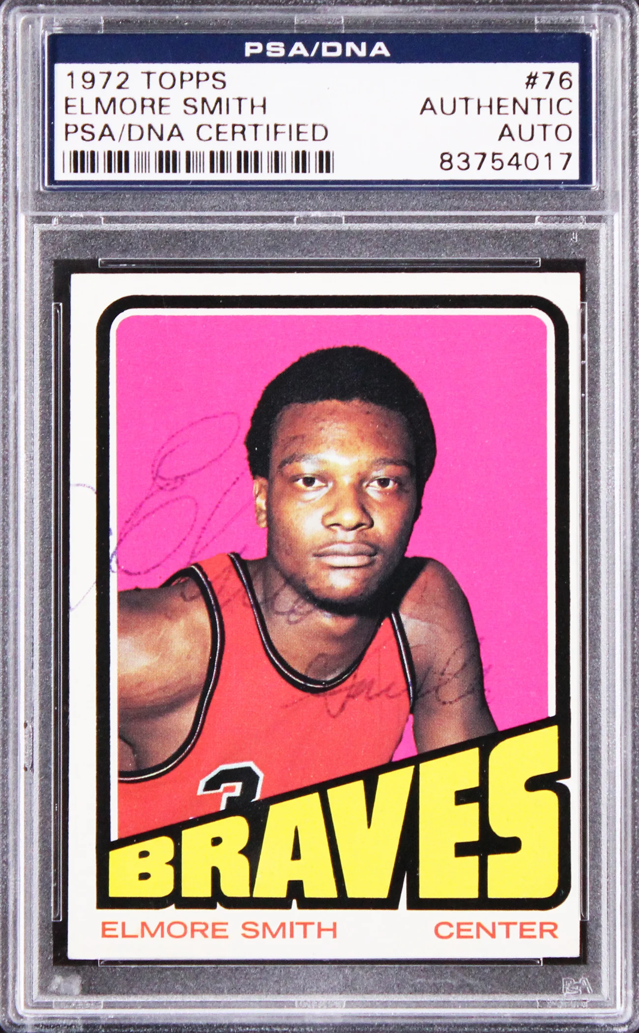 Clippers Elmore Smith Authentic Signed 1972 Topps #76 Card PSA/DNA Slabbed - Image 2
