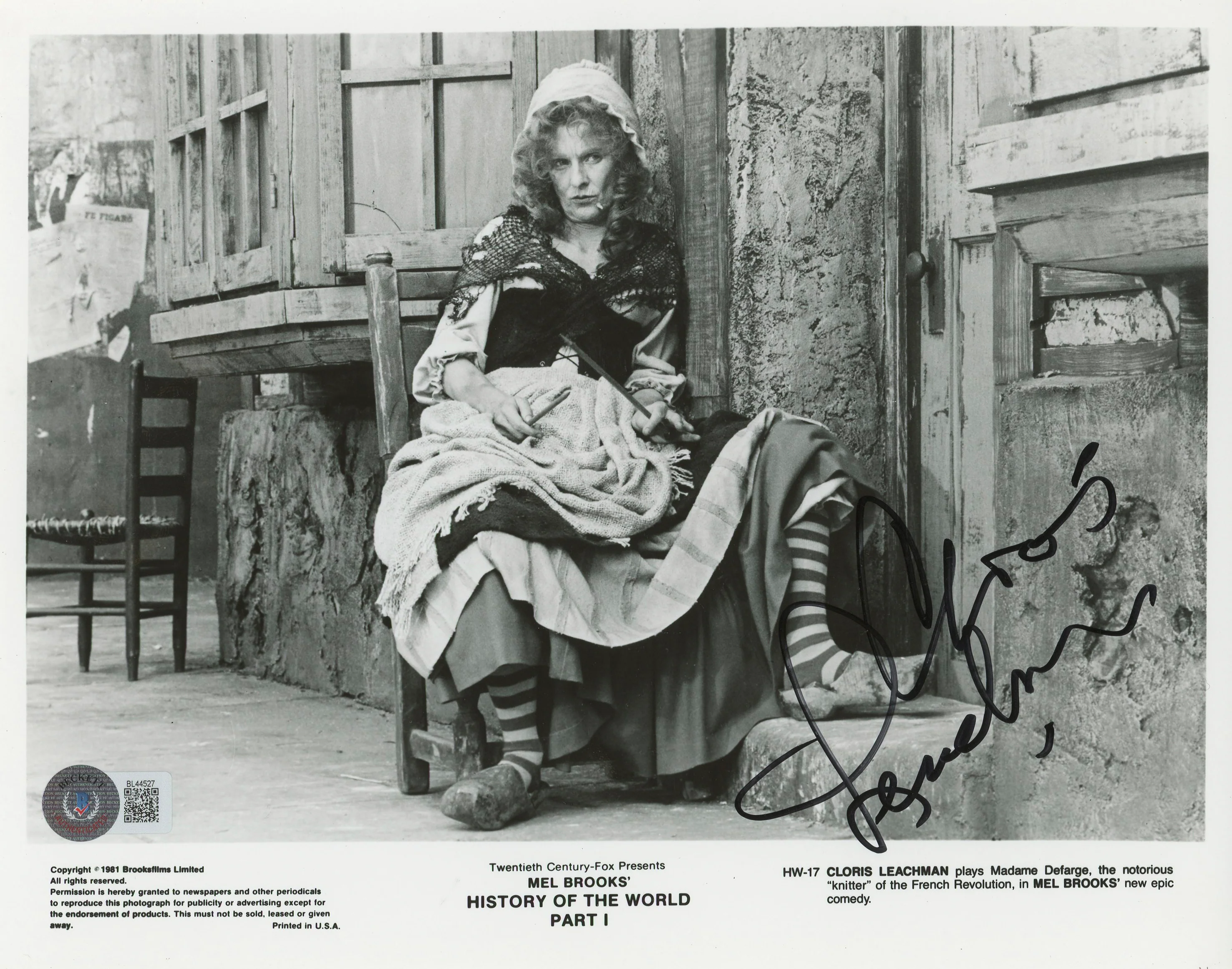 Cloris Leachman History of the World: Part I Signed 8x10 Photo BAS #BL44527 - Image 2