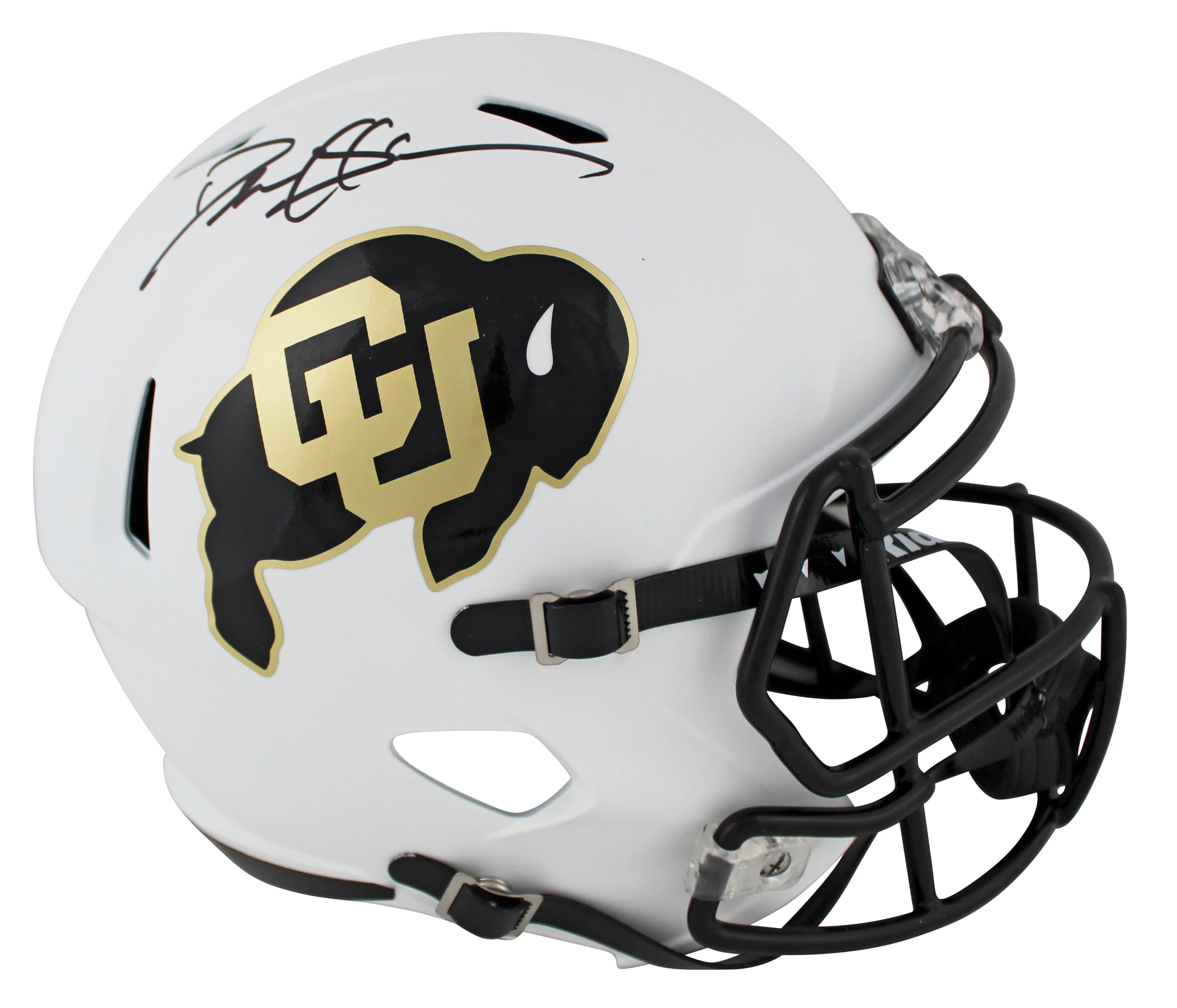 Colorado Deion Sanders Signed Alt White Full Size Speed Rep Helmet w/ Case BAS W - Image 3