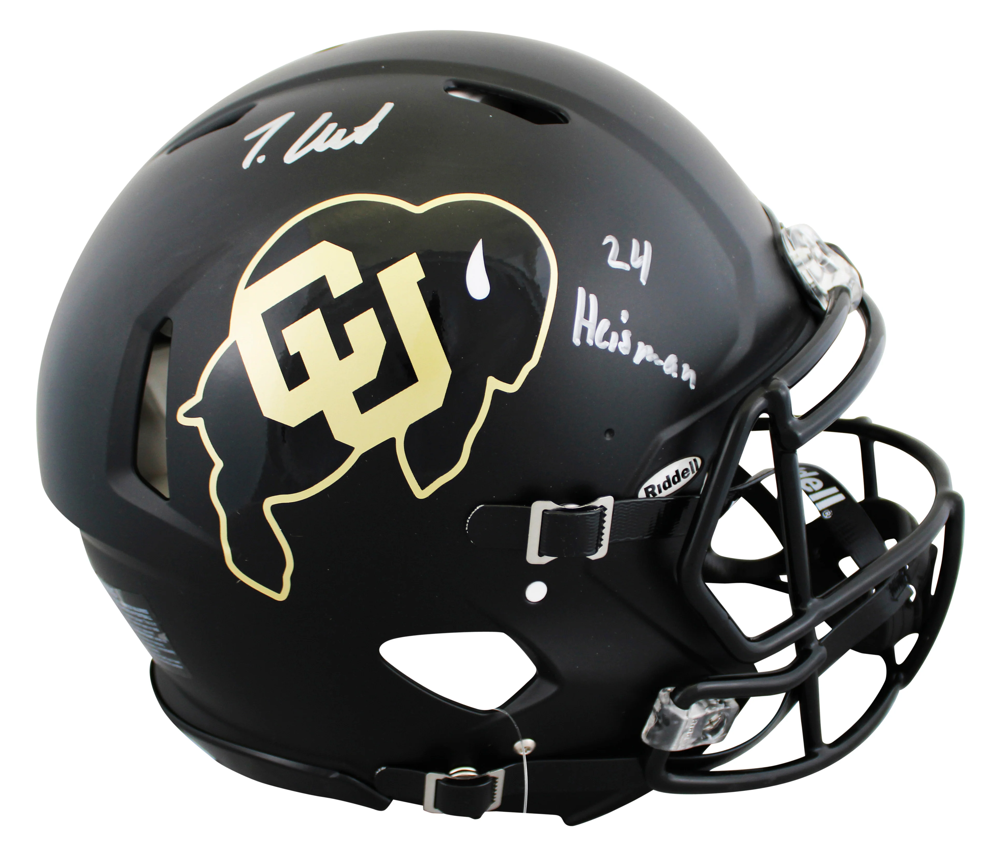 Colorado Travis Hunter "24 HT" Signed Black Full Size Speed Proline Helmet BAS W - Image 2