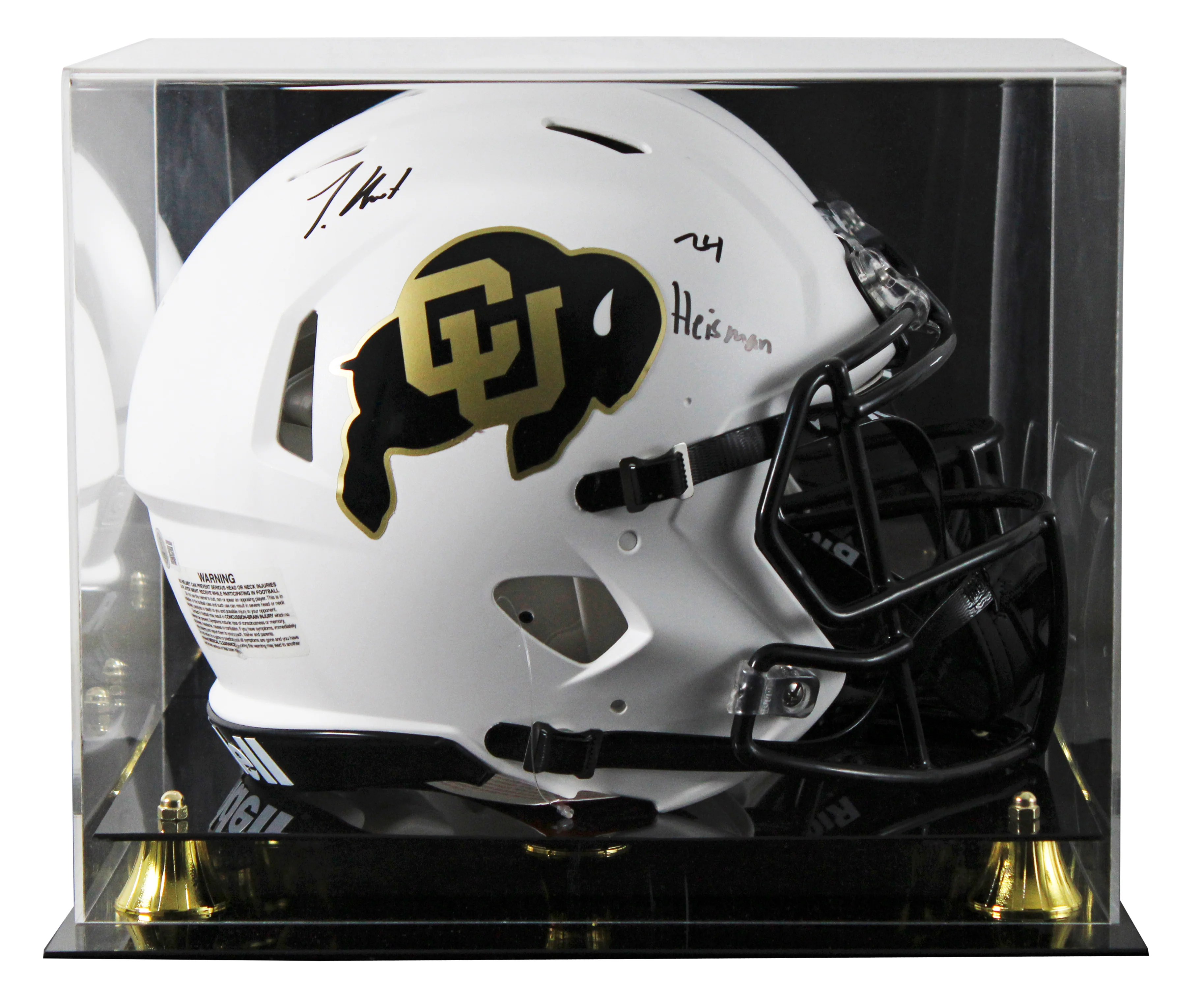 Colorado Travis Hunter "24 HT" Signed White F/S Speed Proline Helmet W/ Case BAS - Image 2