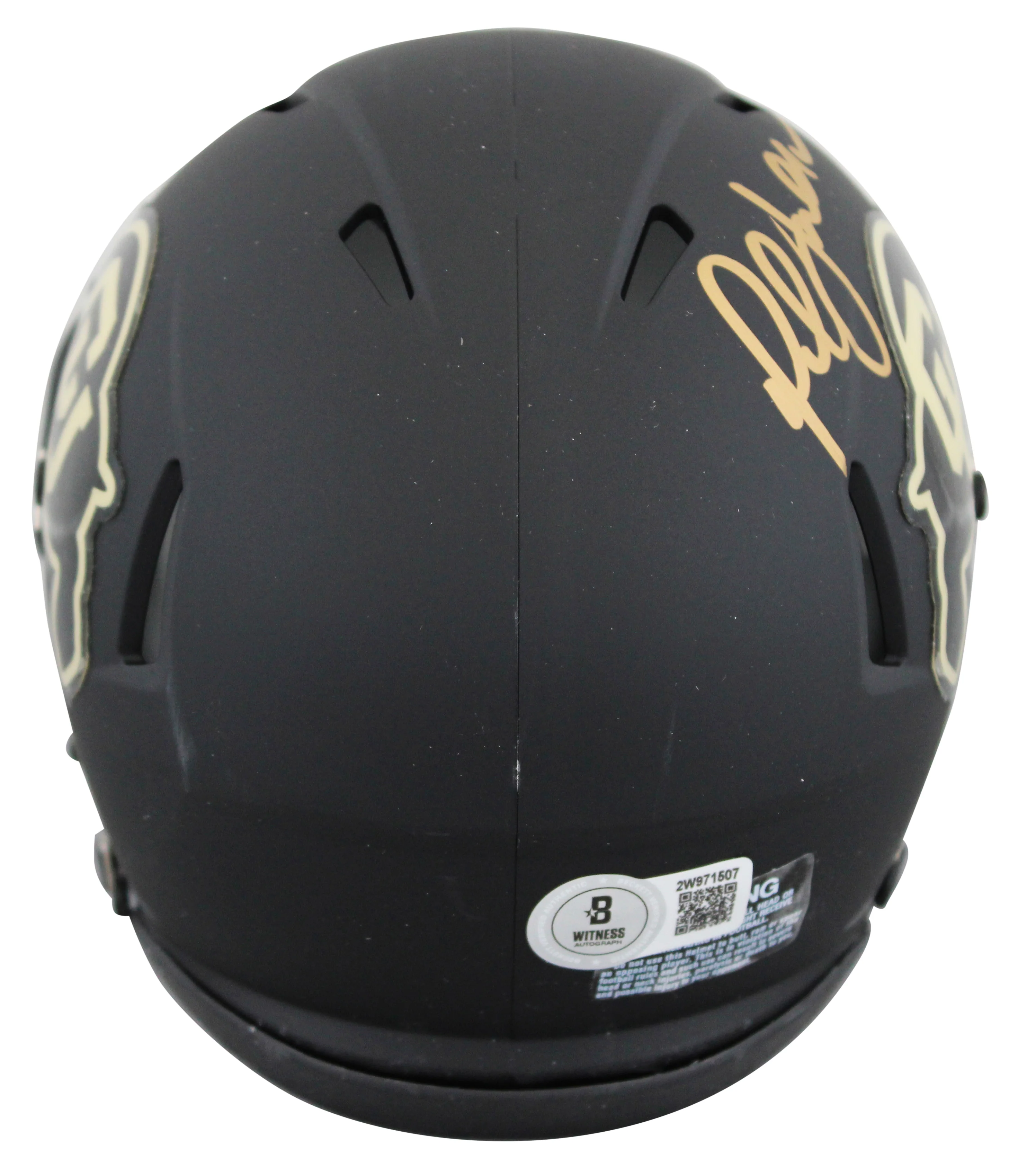 Colorado Warren Sapp & Marshall Faulk Signed Black Speed Mini Helmet BAS Wit - Image 3