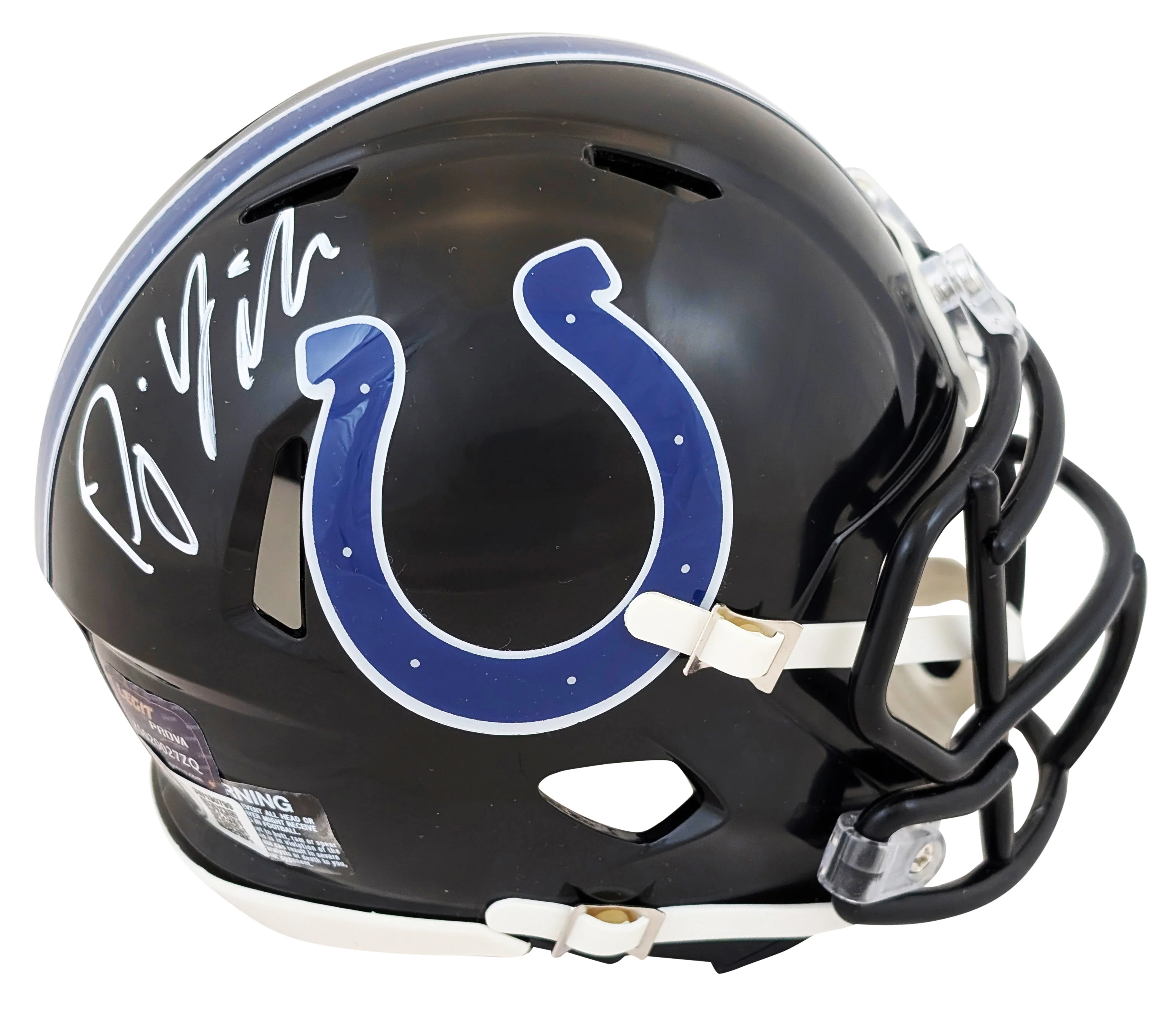 Colts D.J. Giddens Signed 2023 On-Field Alt Speed Mini Helmet BAS Witnessed - Image 2