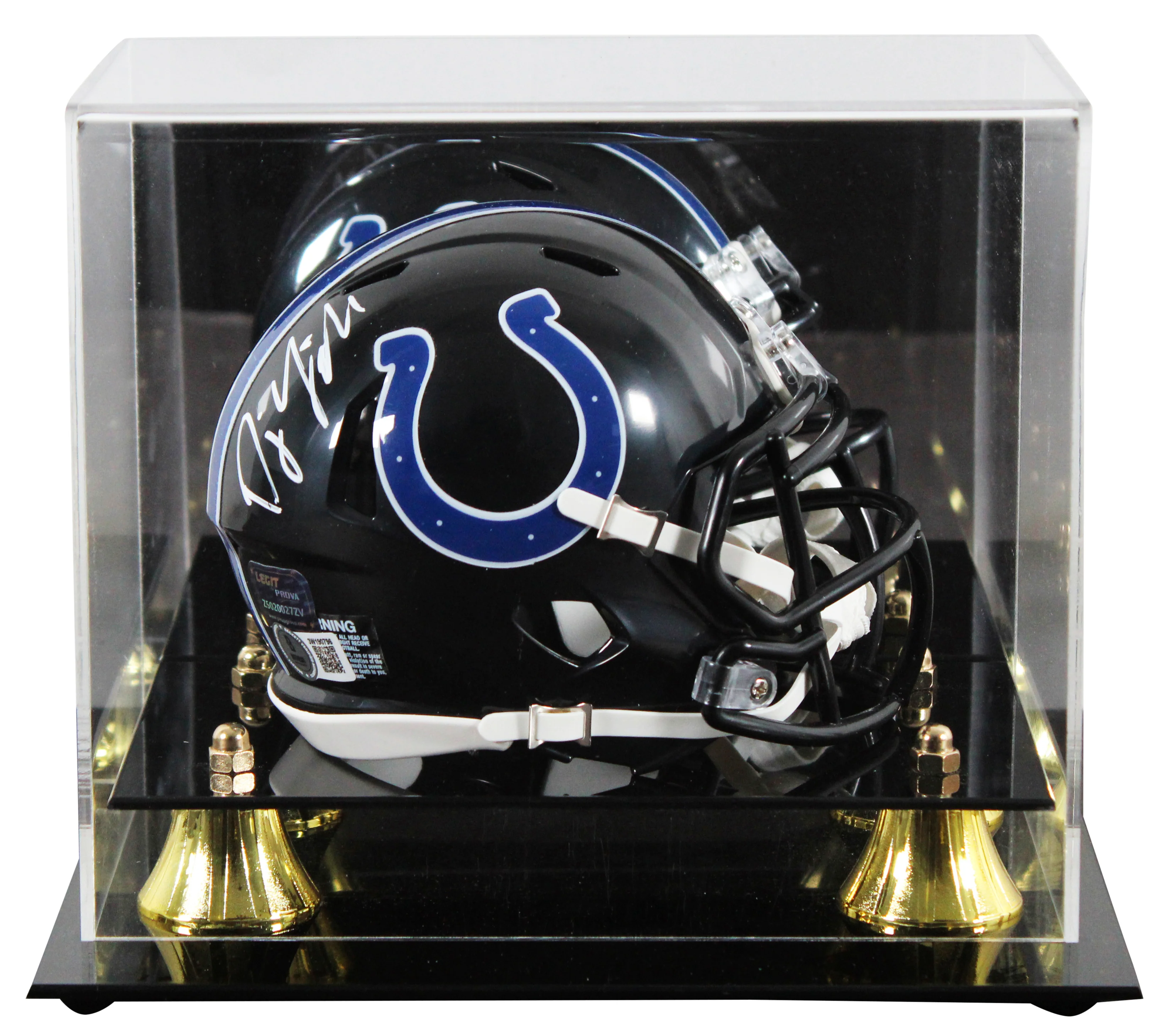 Colts D.J. Giddens Signed 2023 On-Field Alt Speed Mini Helmet W/ Case BAS Wit - Image 2