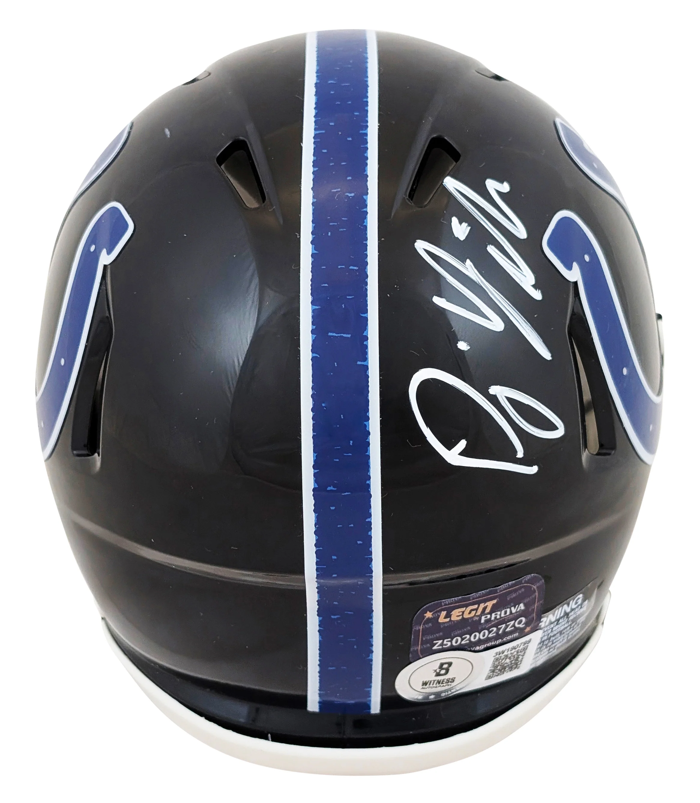 Colts D.J. Giddens Signed 2023 On-Field Alt Speed Mini Helmet W/ Case BAS Wit - Image 4