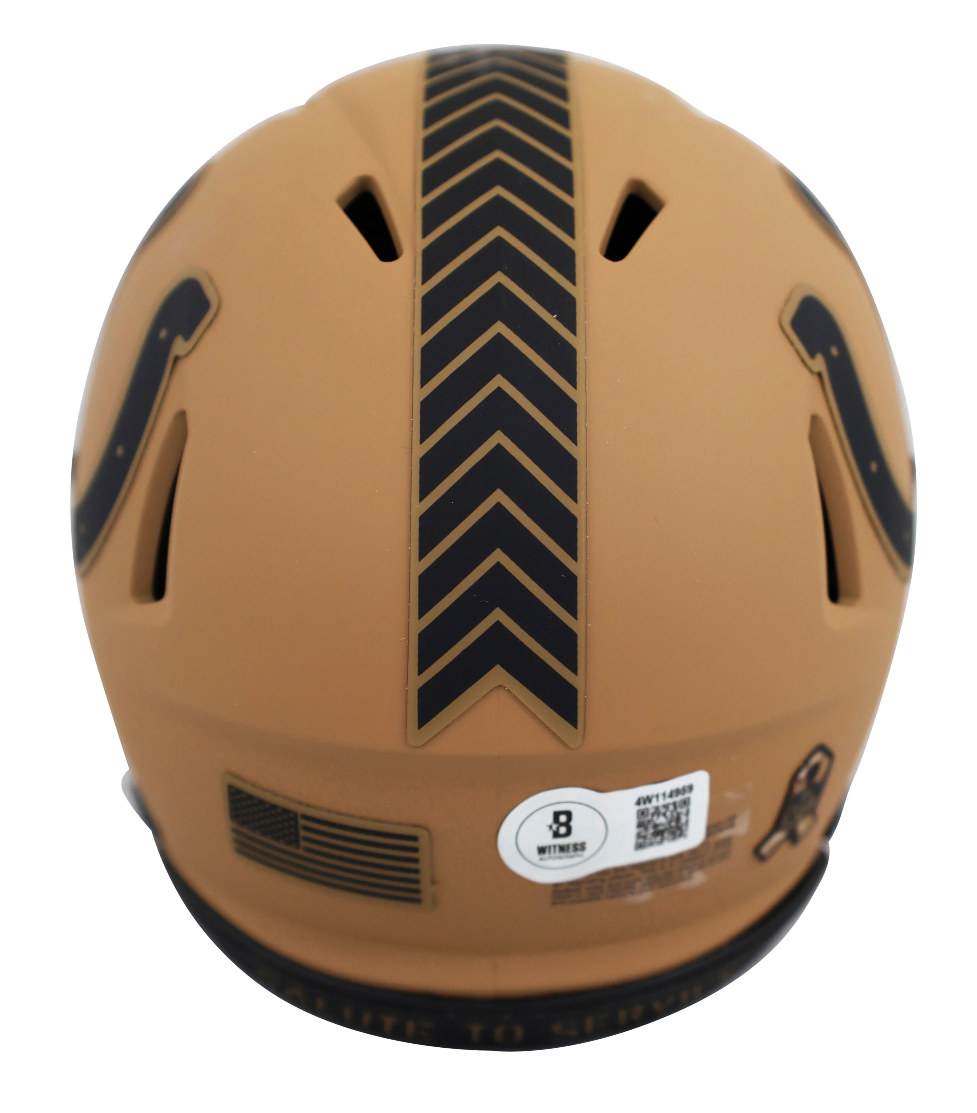 Colts Edgerrin James Signed Salute To Service II Speed Mini Helmet W/ Case BAS W - Image 4