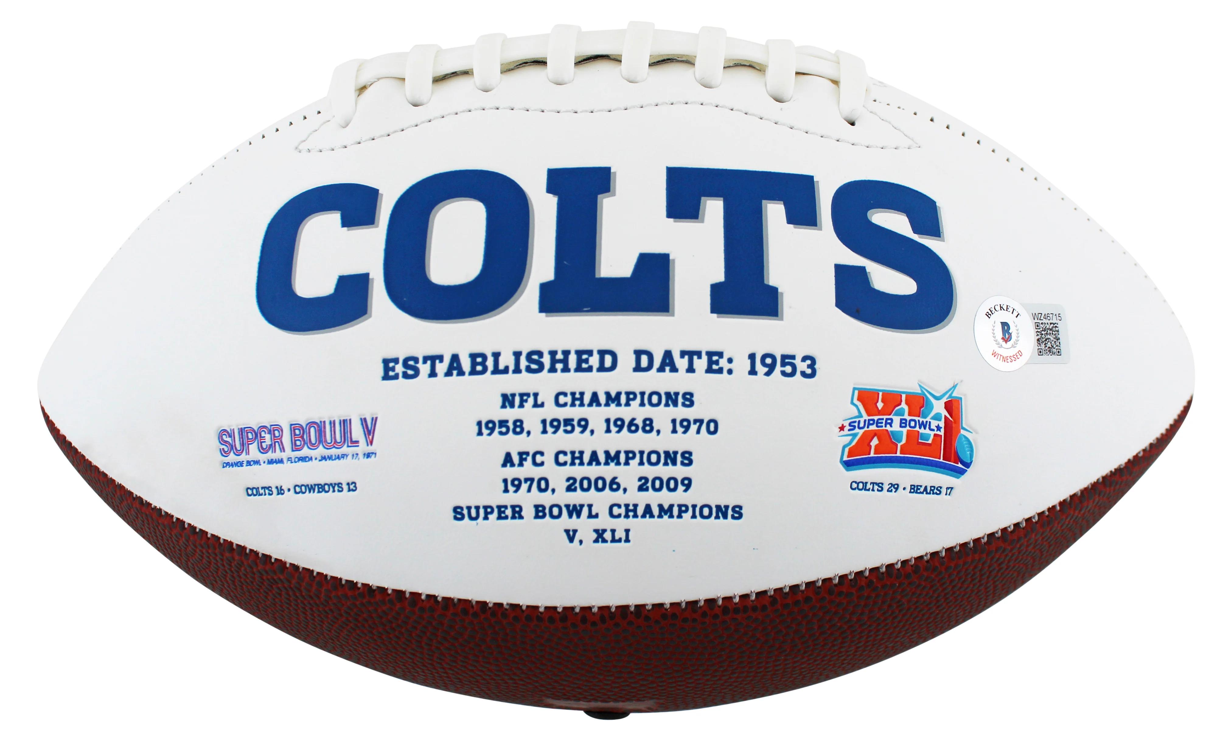 Colts Kwity Paye Authentic Signed White Panel Logo Football BAS Witnessed - Image 4