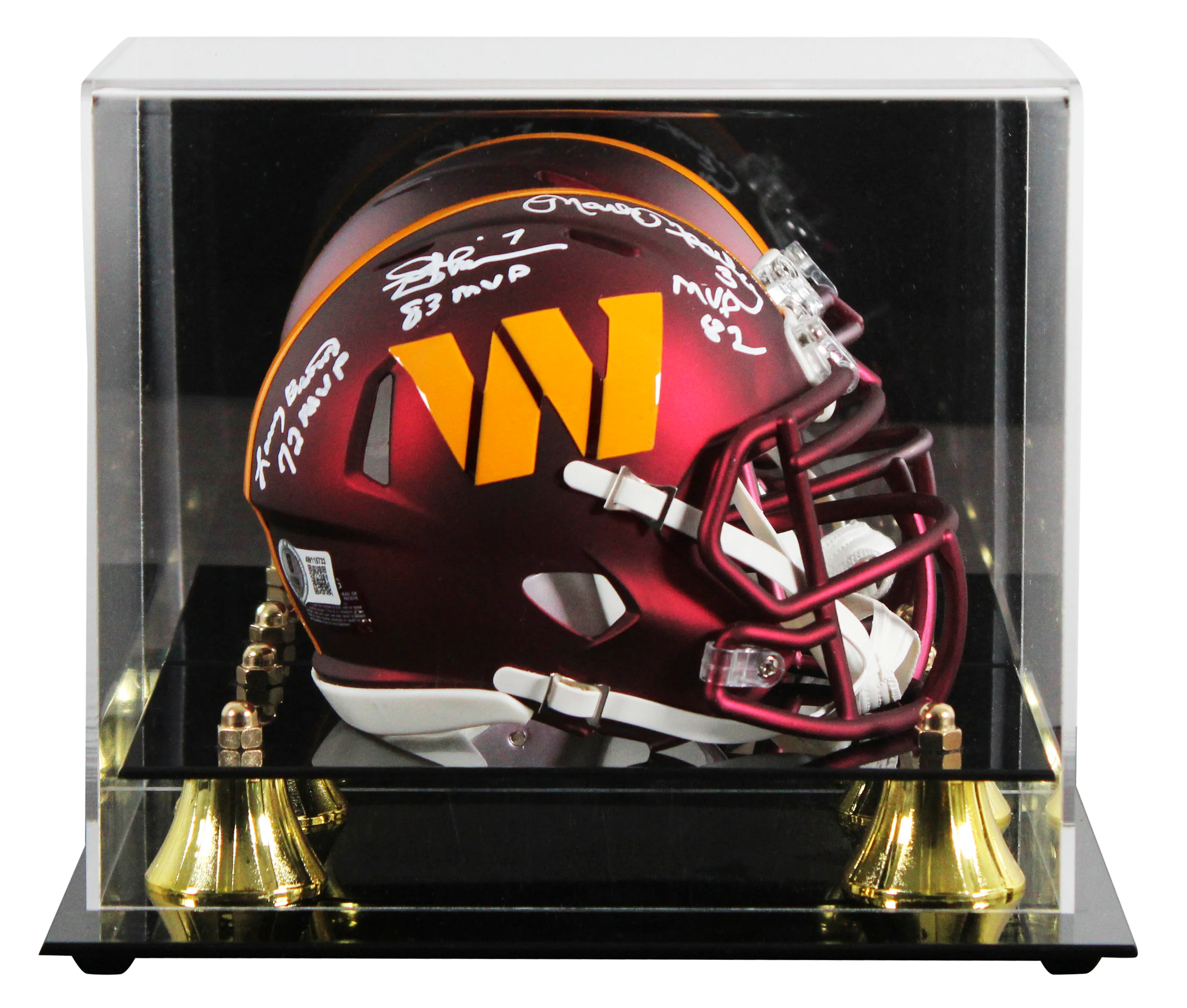 Commanders (3) Theismann, Moseley & Brown Signed Speed Mini Helmet W/ Case BAS W - Image 2