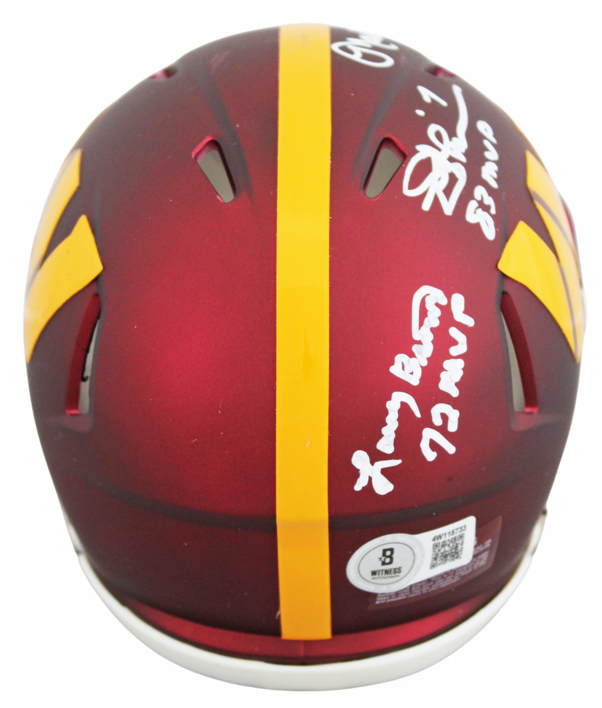Commanders (3) Theismann, Moseley & Brown Signed Speed Mini Helmet W/ Case BAS W - Image 4