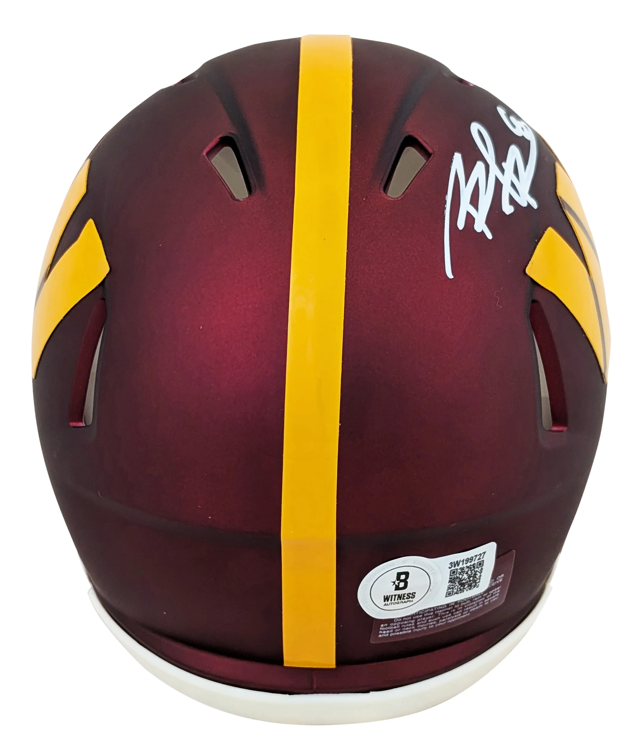 Commanders Brian Robinson Jr. Authentic Signed Speed Mini Helmet BAS Witnessed - Image 3