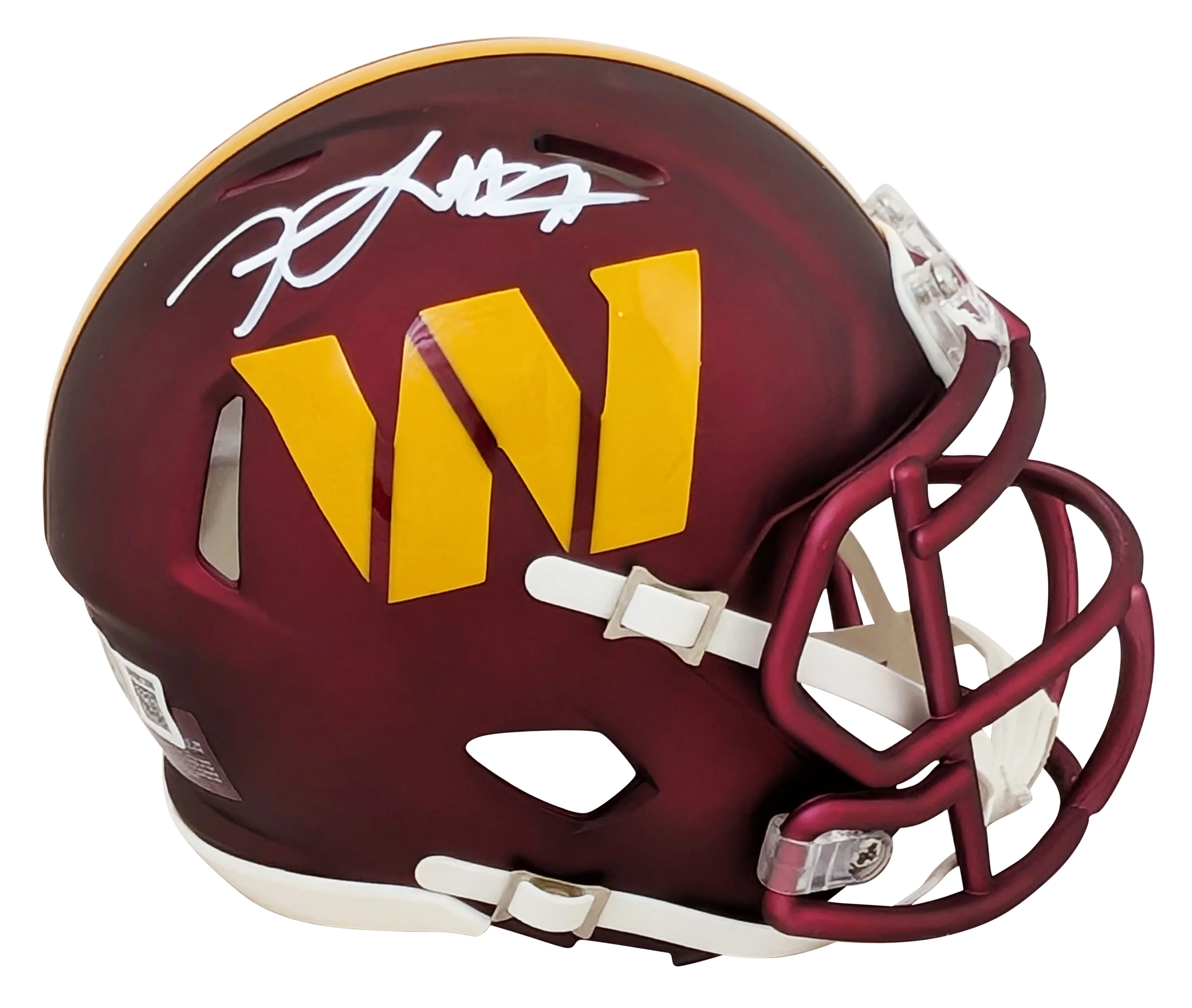 Commanders Frankie Luvu Authentic Signed Speed Mini Helmet BAS Witnessed - Image 2