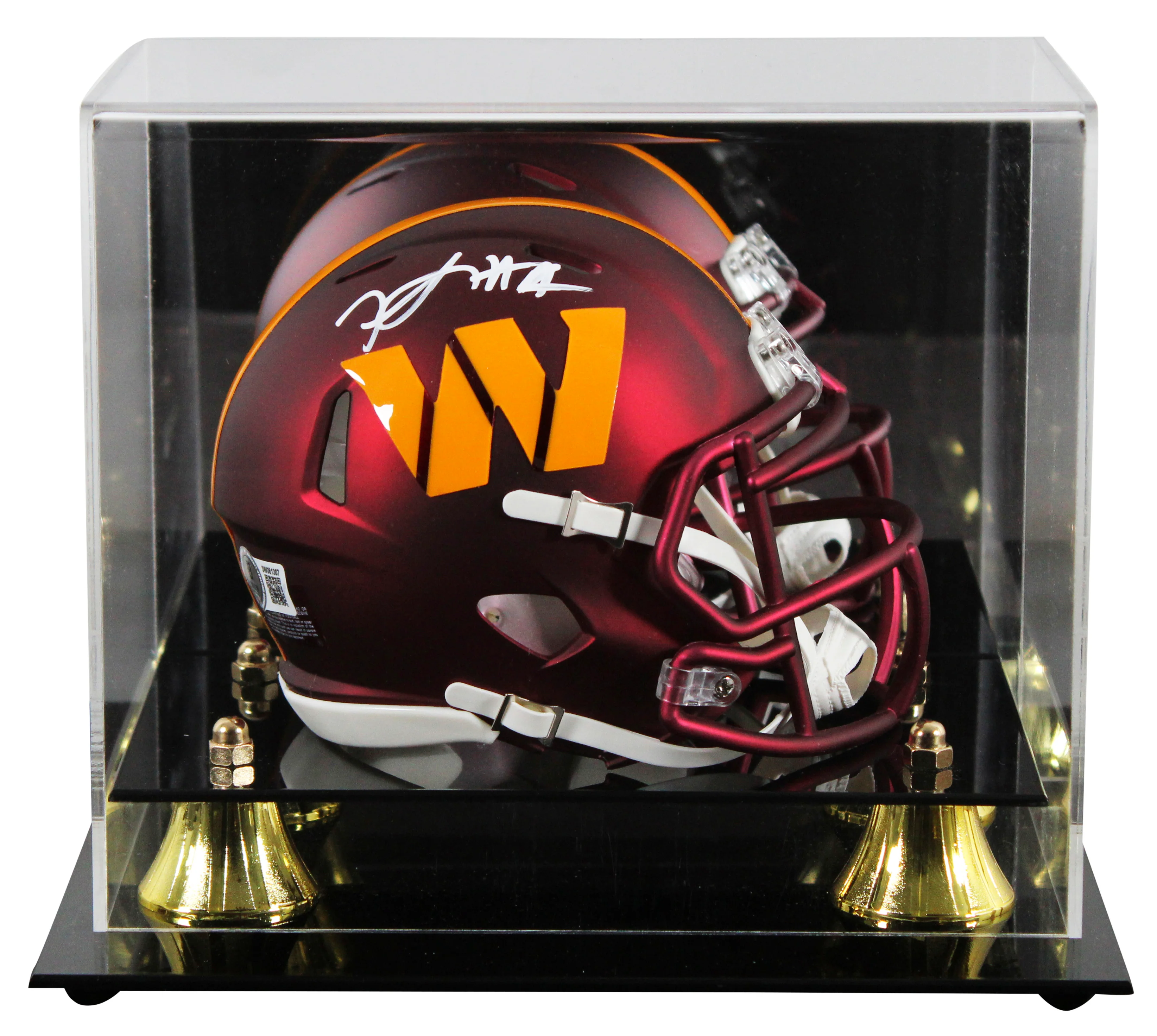 Commanders Frankie Luvu Authentic Signed Speed Mini Helmet W/ Case BAS Witnessed - Image 2