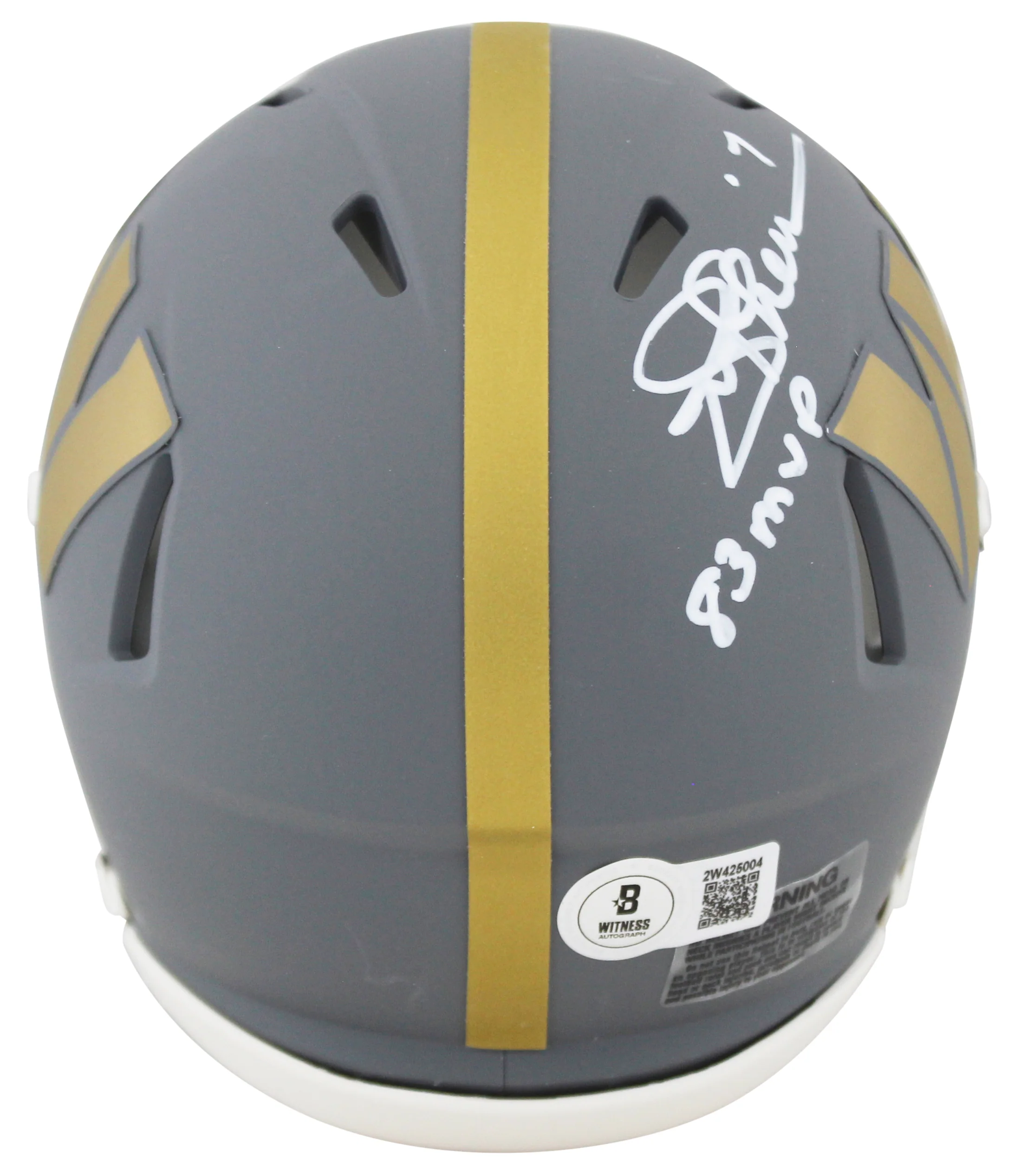 Commanders Joe Theismann "83 NFL MVP" Signed Slate Speed Mini Helmet BAS Witness - Image 3