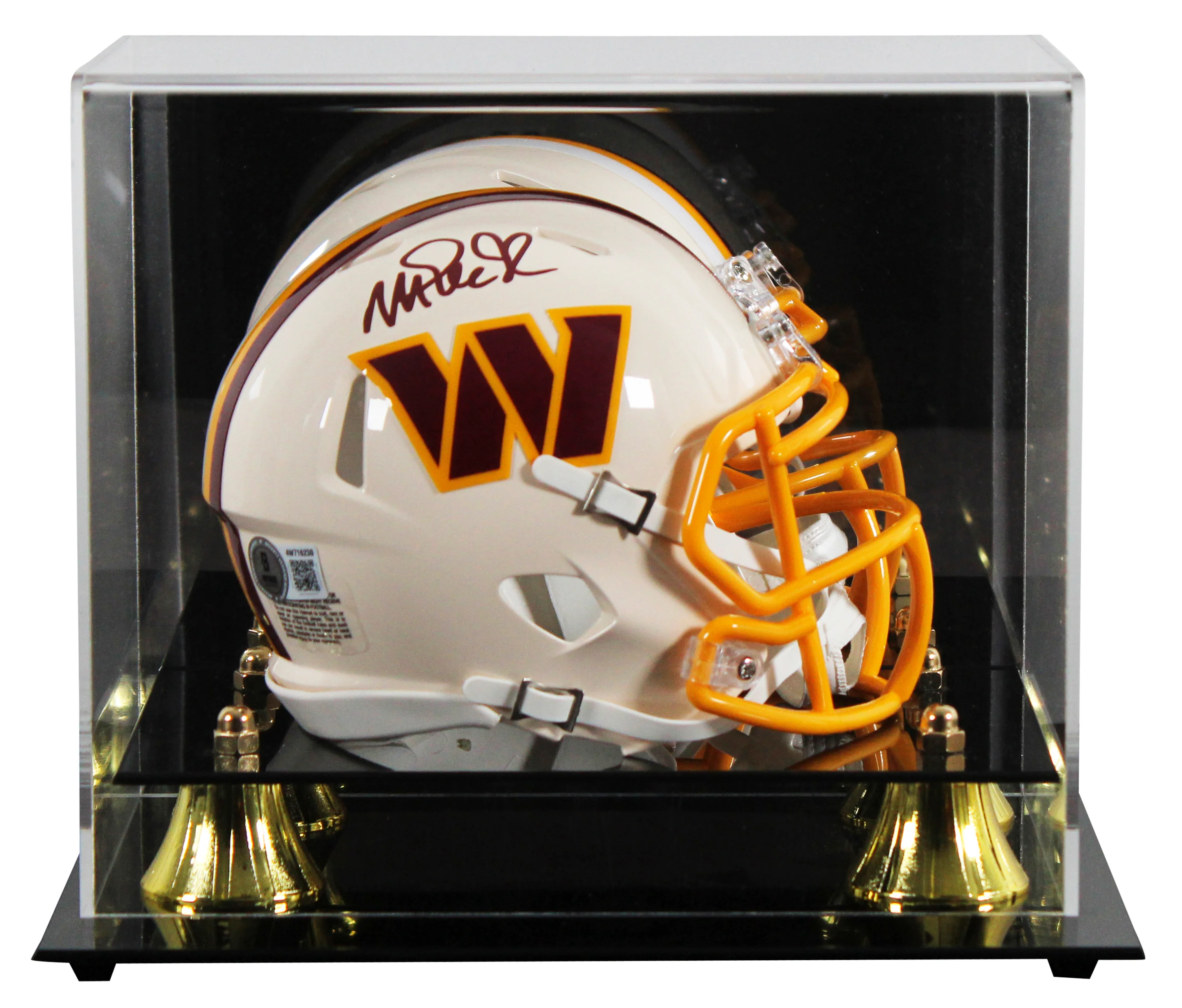 Commanders Magic Johnson Signed Retro Speed Mini Helmet W/ Case BAS Witnessed - Image 2