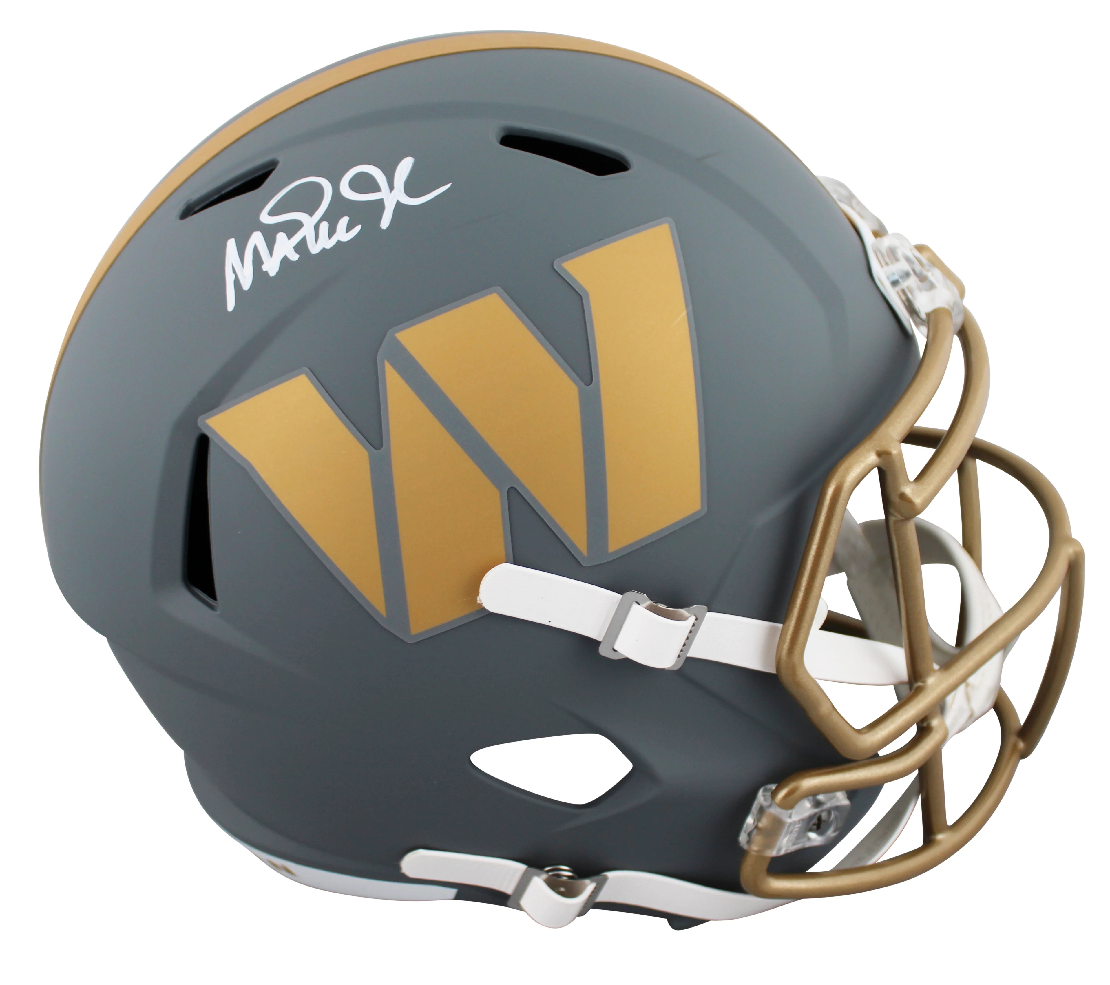 Commanders Magic Johnson Signed Slate Full Size Speed Rep Helmet BAS Witnessed - Image 2