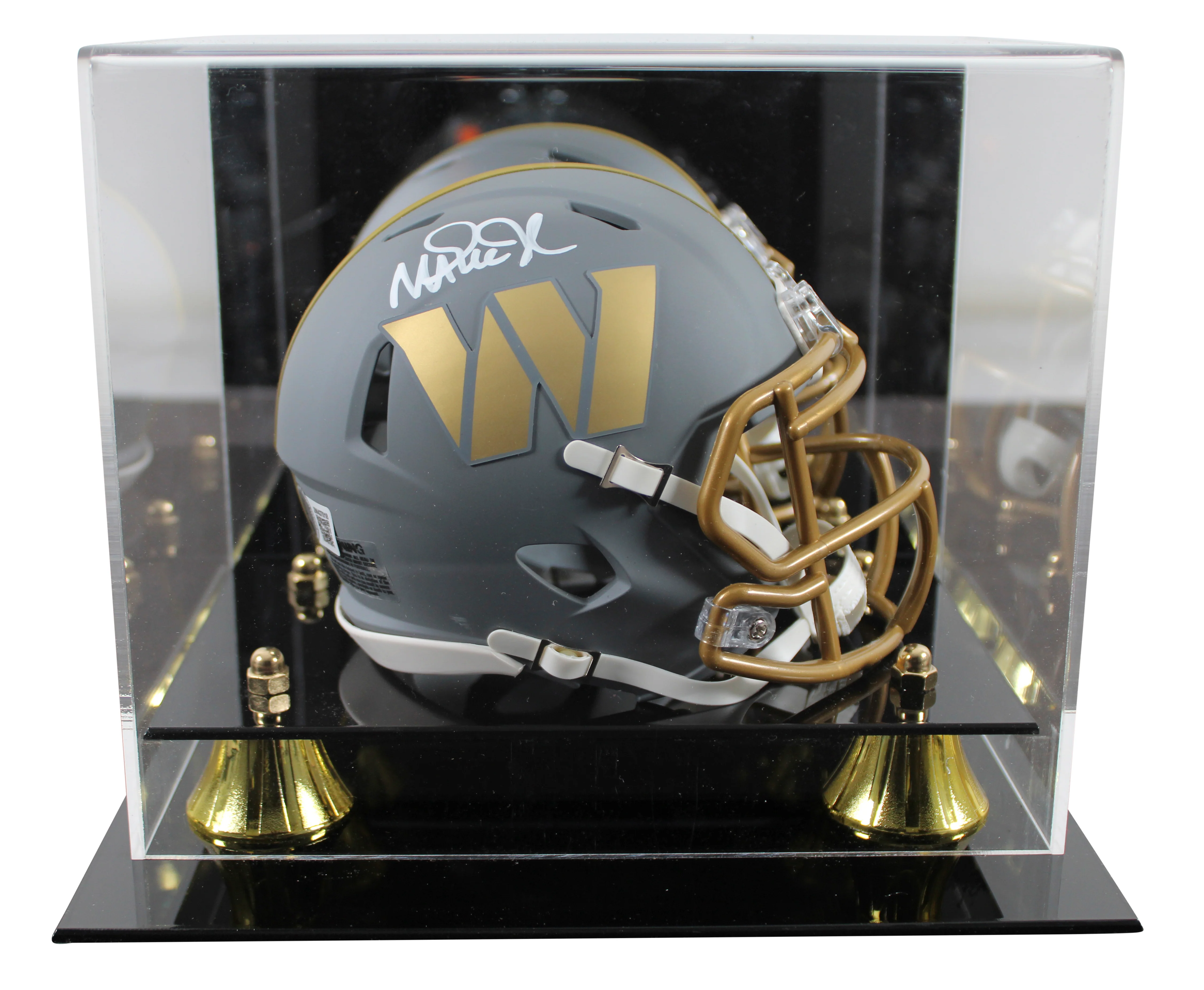 Commanders Magic Johnson Signed Slate Speed Mini Helmet W/ Case BAS Witnessed - Image 2