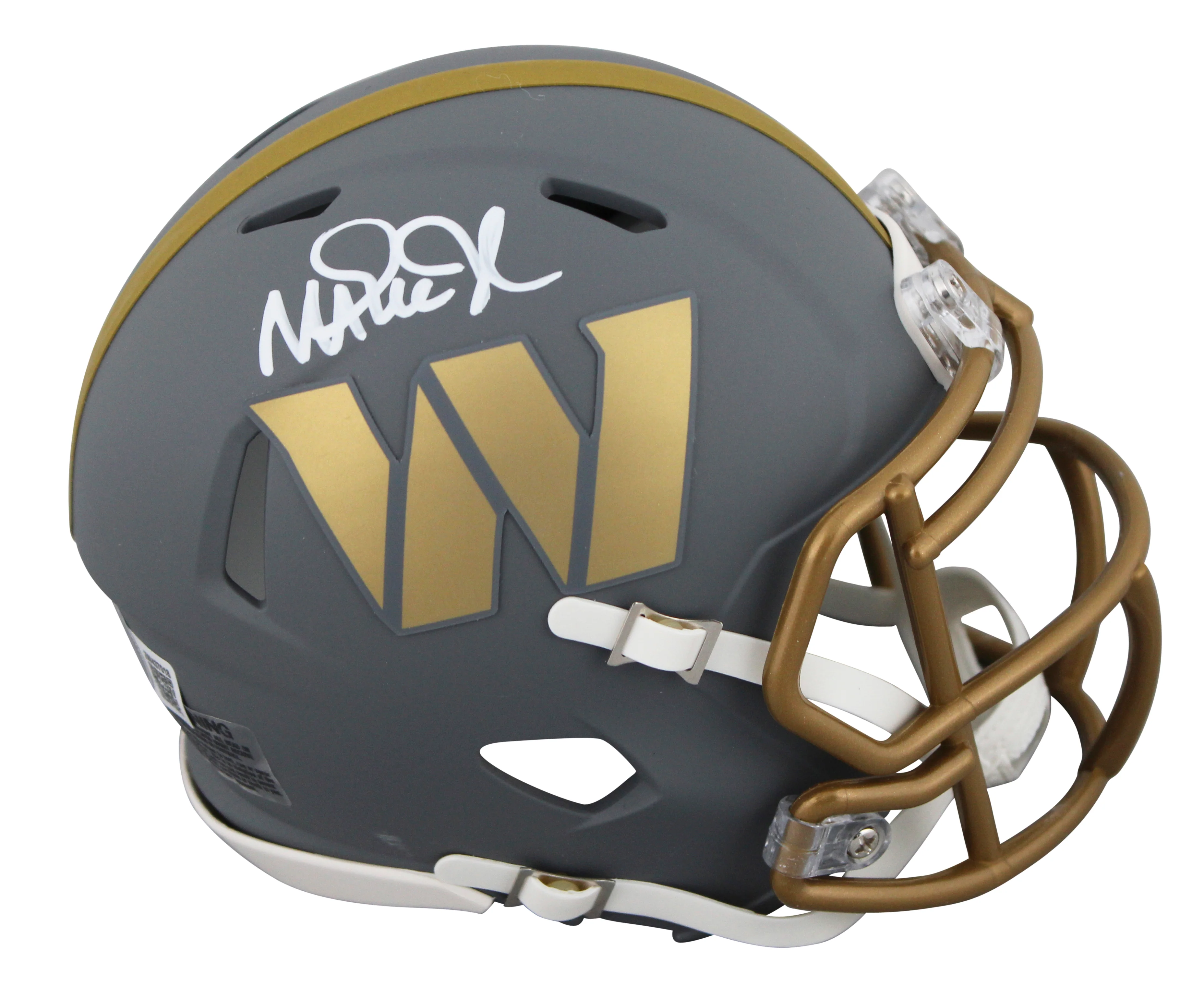 Commanders Magic Johnson Signed Slate Speed Mini Helmet W/ Case BAS Witnessed - Image 3