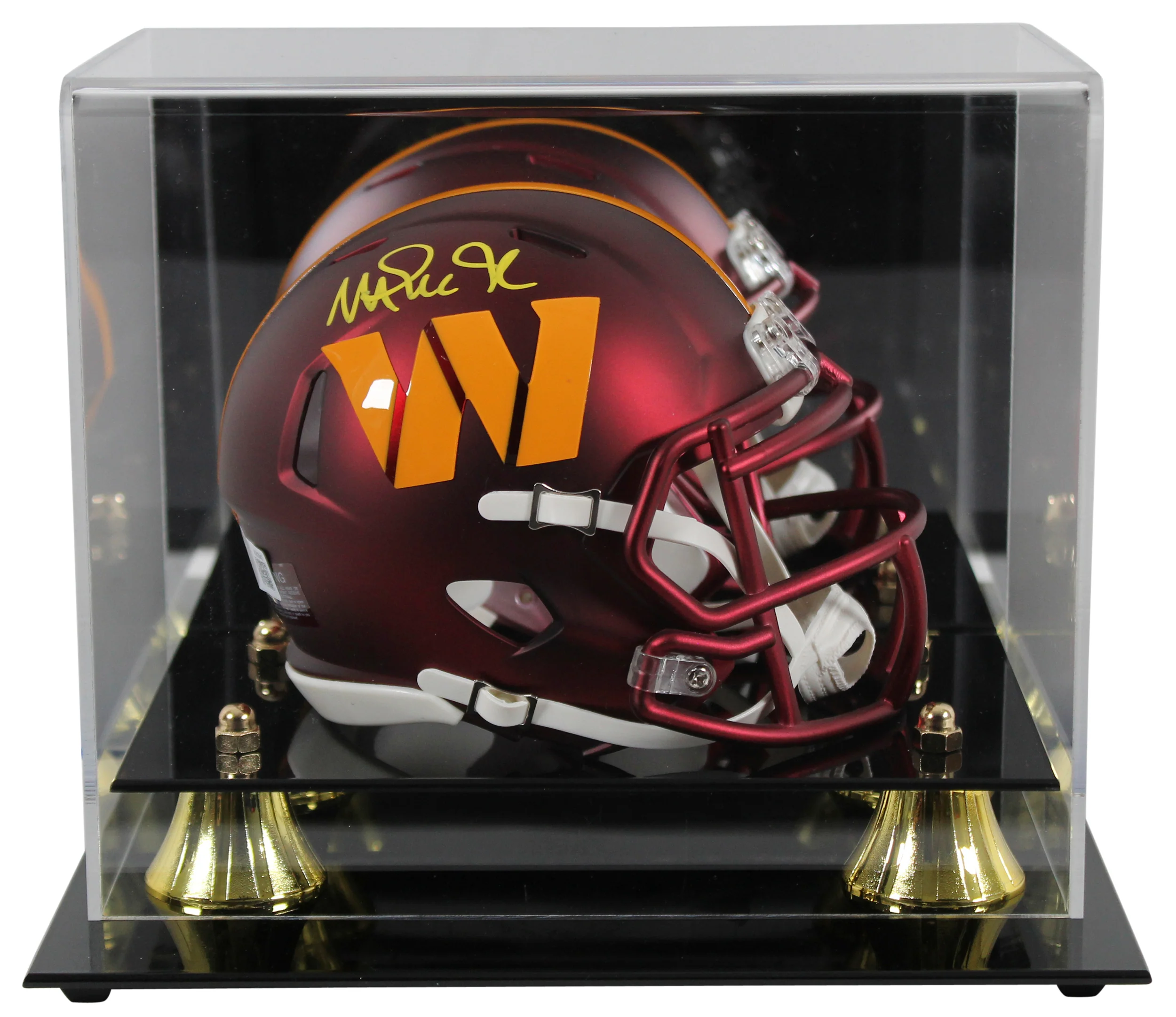 Commanders Magic Johnson Signed Speed Mini Helmet W/ Case BAS Witnessed - Image 2
