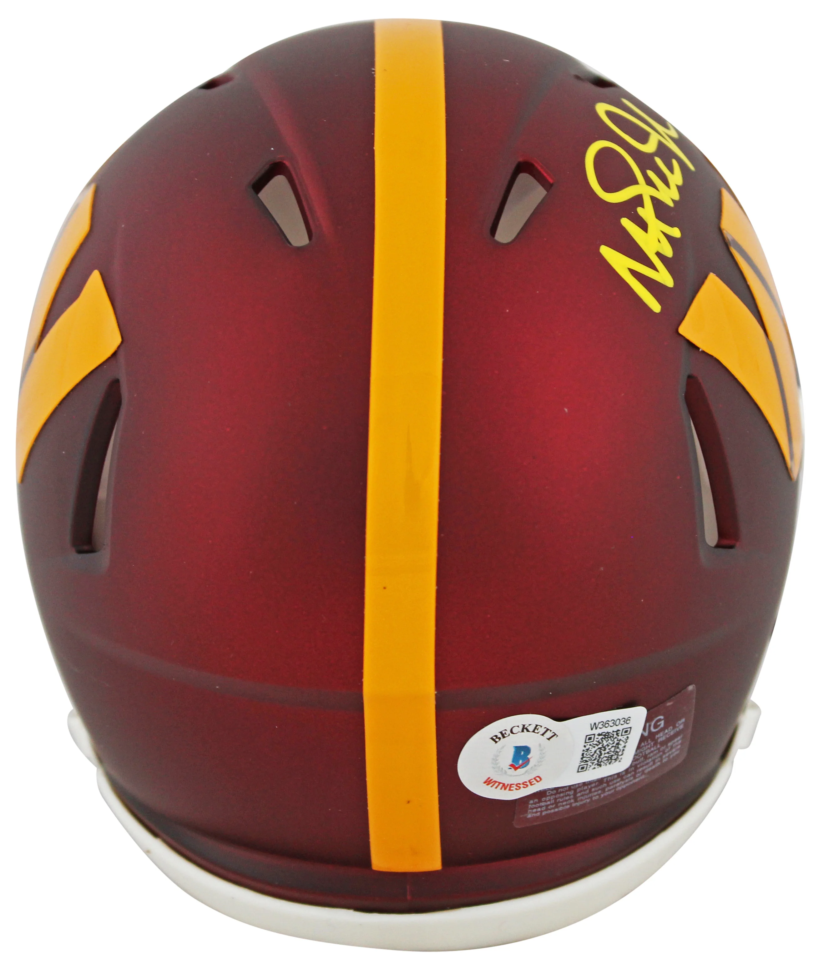 Commanders Magic Johnson Signed Speed Mini Helmet W/ Case BAS Witnessed - Image 4