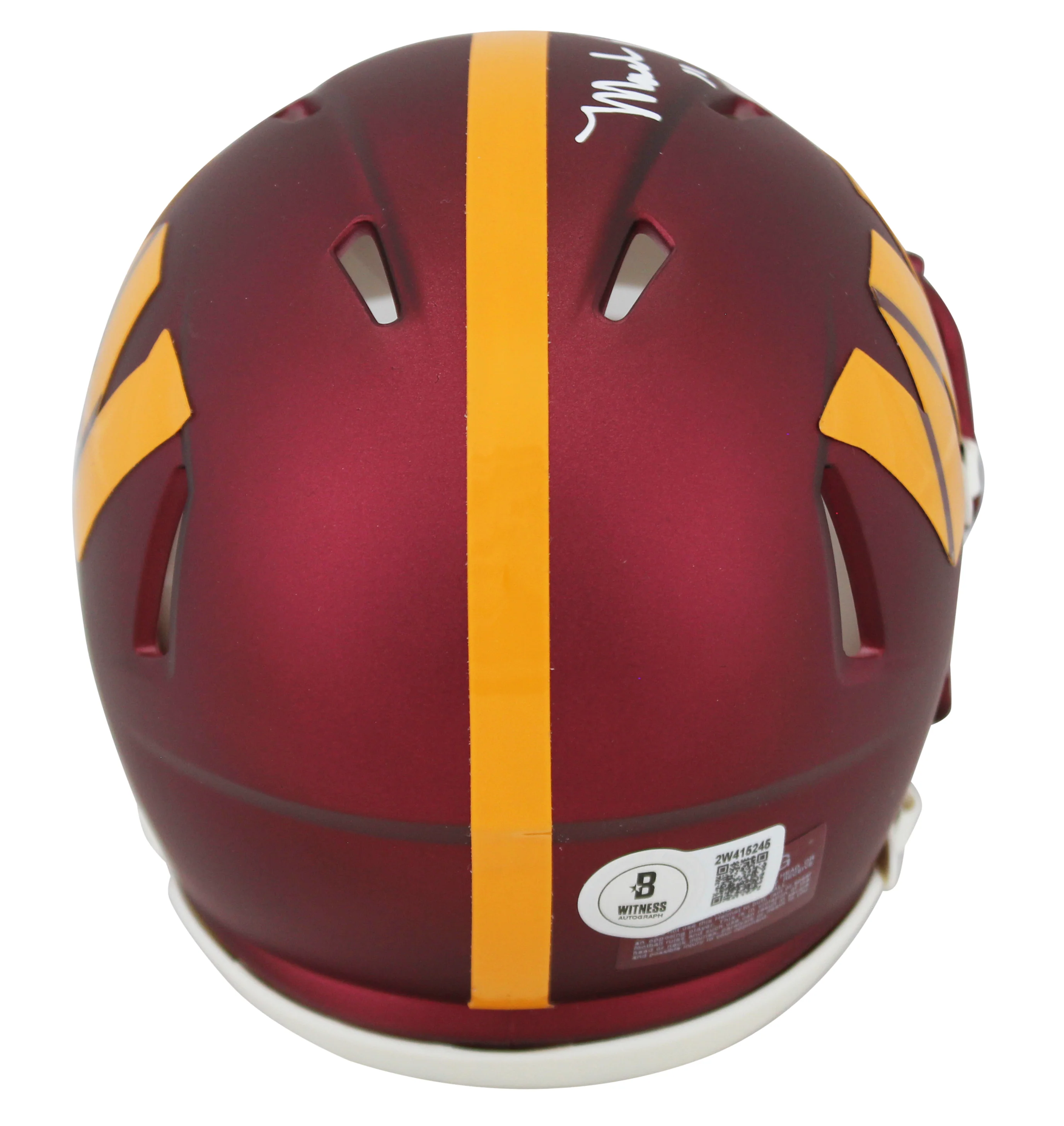 Commanders Mark Rypien "SB XXVI MVP" Signed Speed Mini Helmet BAS Witnessed - Image 3