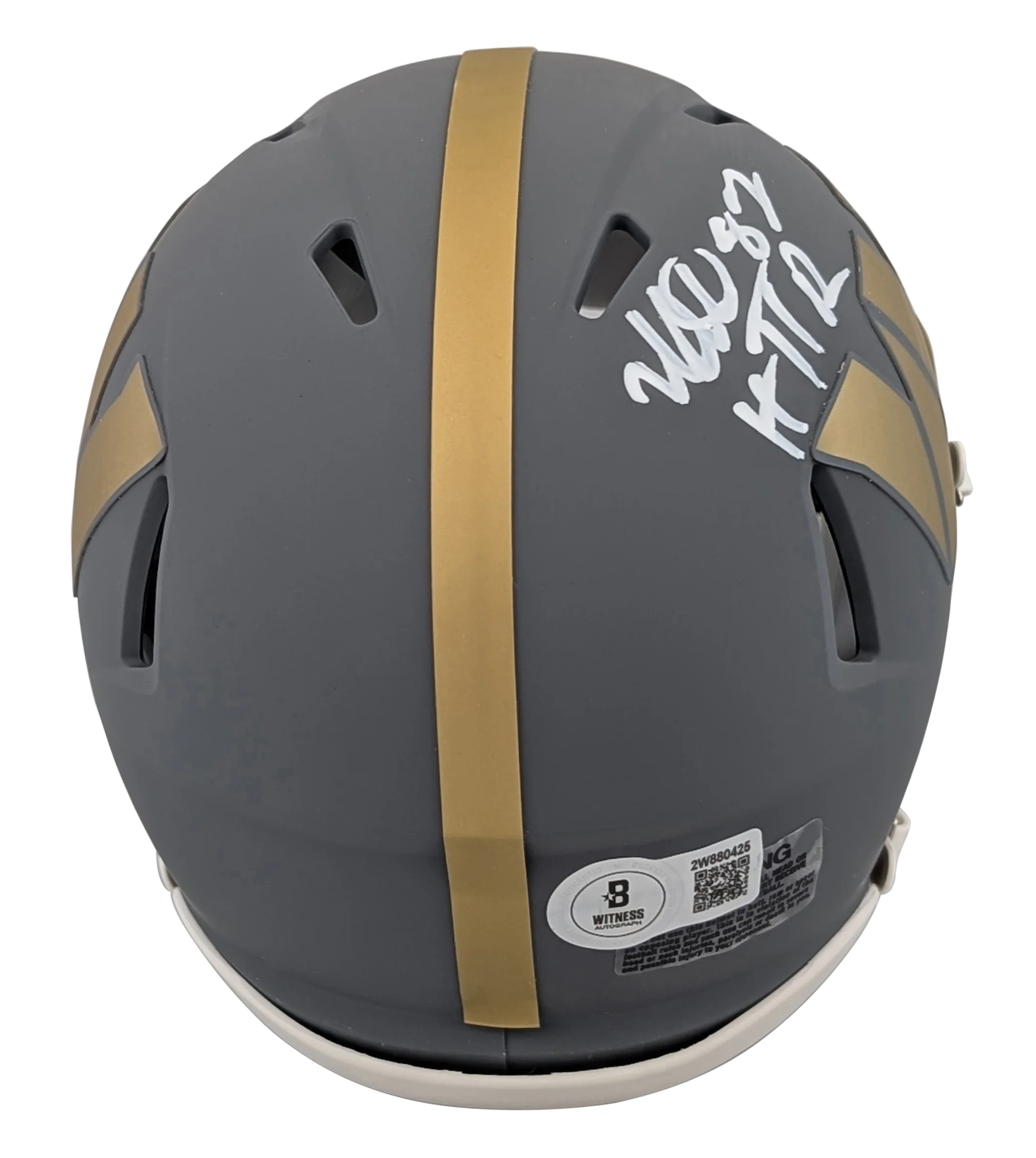 Commanders Michael Westbrook "HTTR" Signed Slate Speed Mini Helmet BAS Witnessed - Image 3